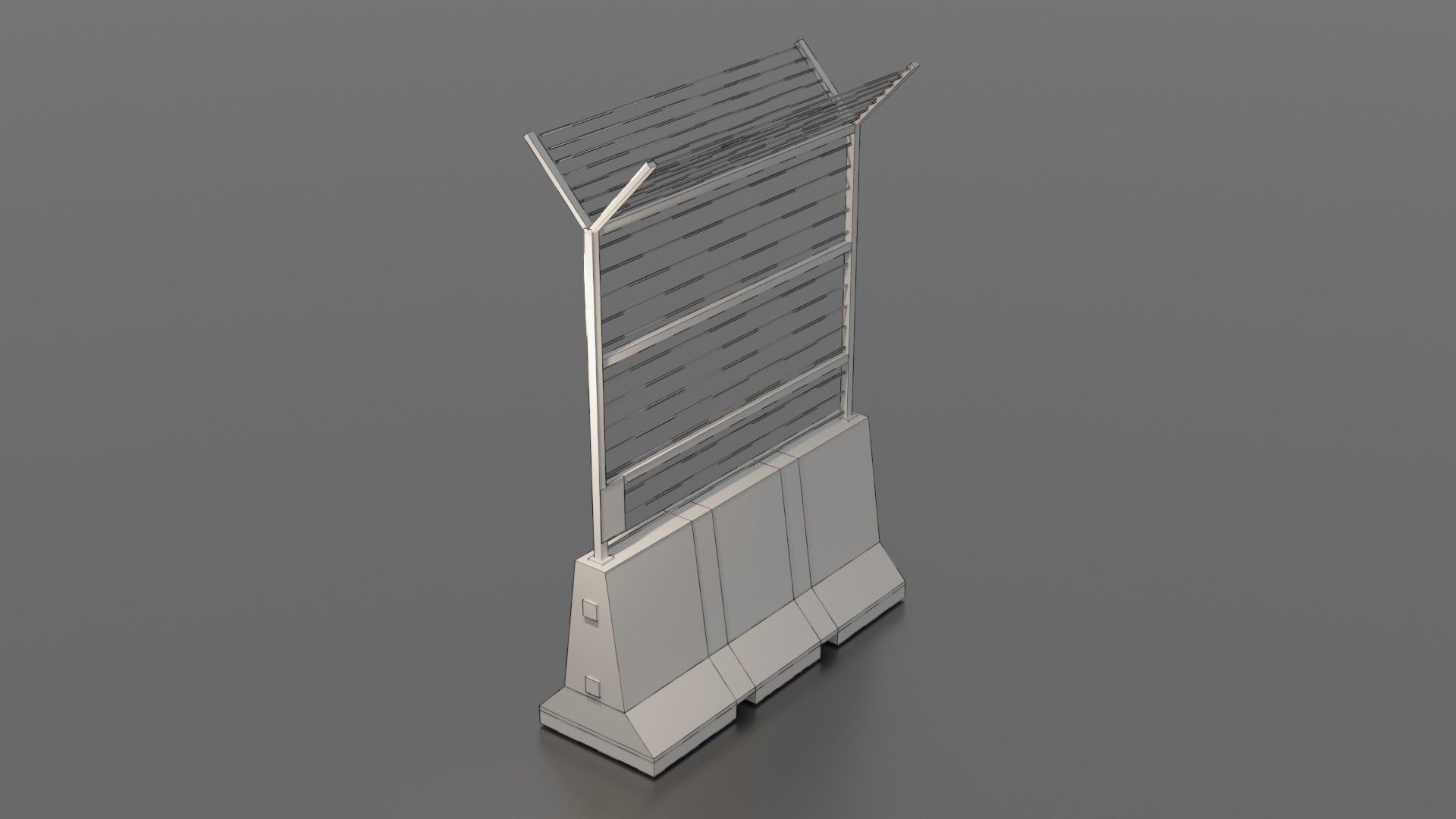 Concrete barrier  Low-poly 3D model_23
