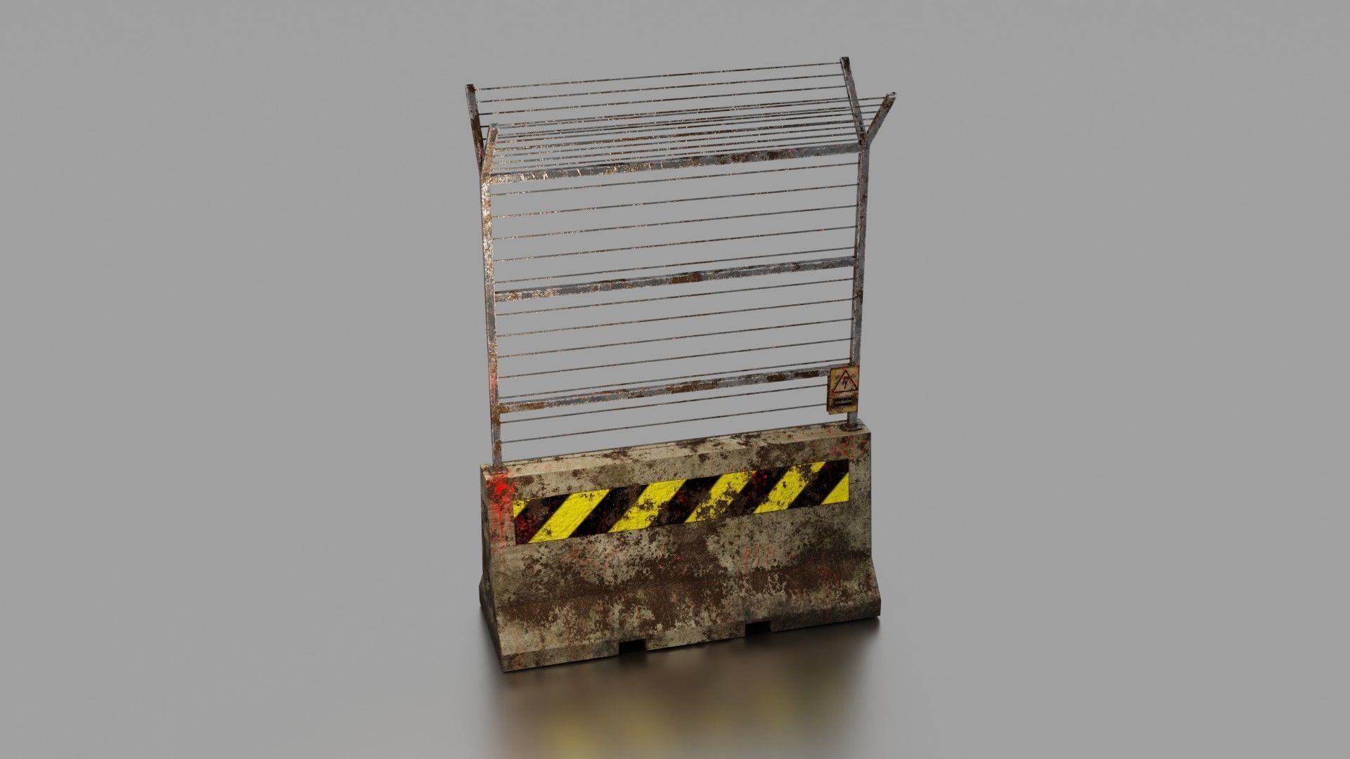 Concrete barrier  Low-poly 3D model_10