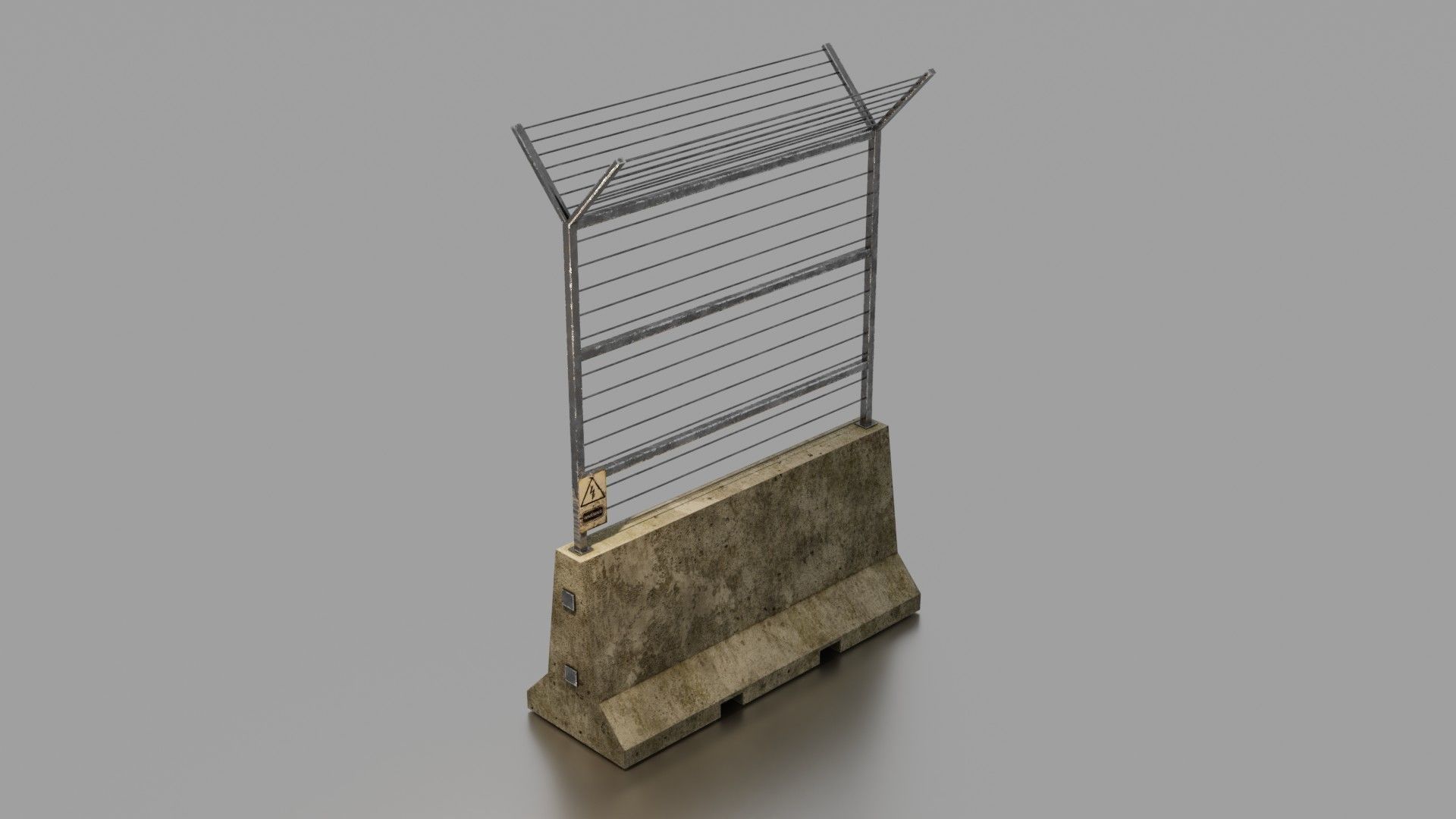 Concrete barrier  Low-poly 3D model_2