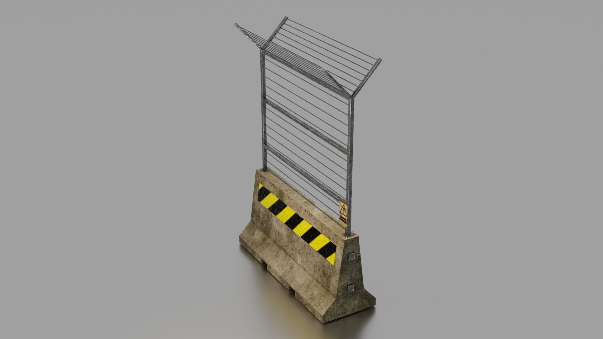 Concrete barrier  Low-poly 3D model_7