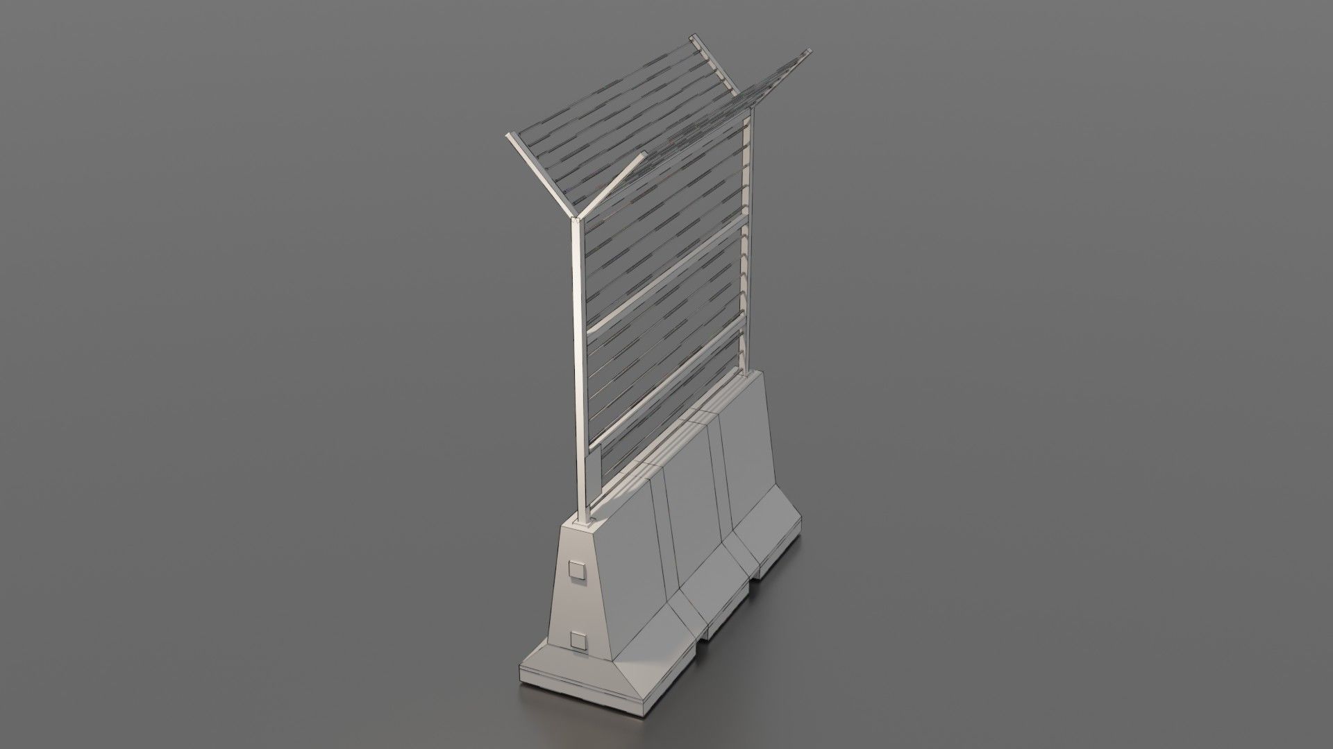 Concrete barrier  Low-poly 3D model_24