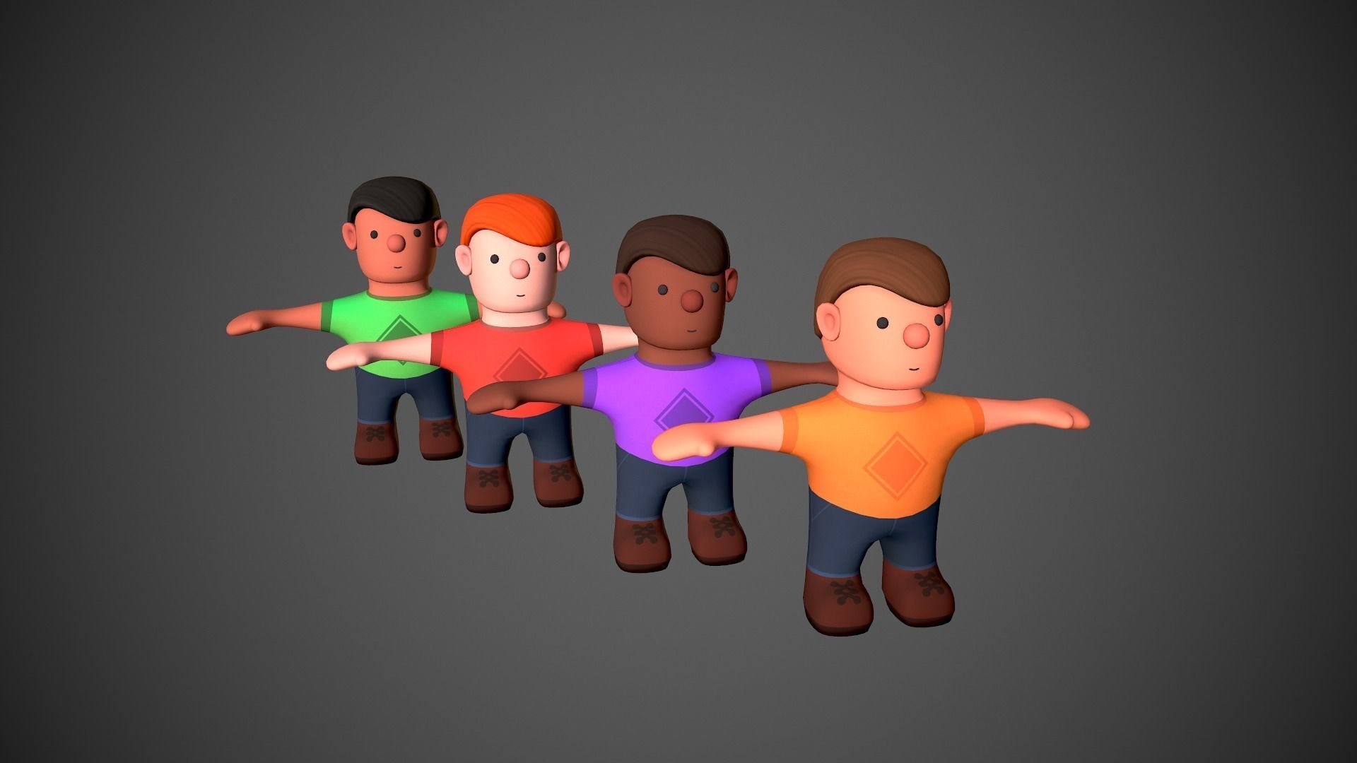 Cartoony Character Low-poly 3D model_2