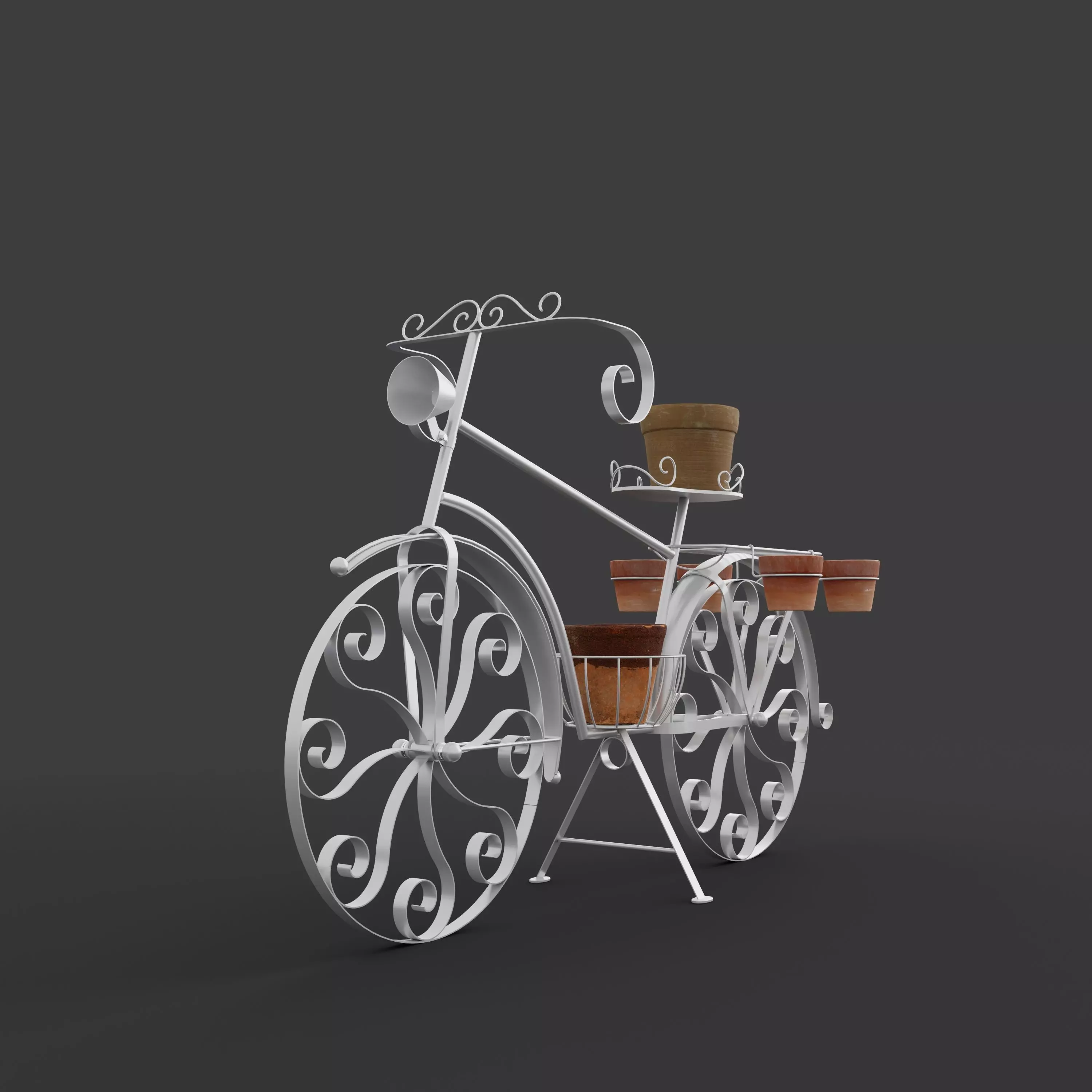 Garden Bicycle with flower pots 3D model_0