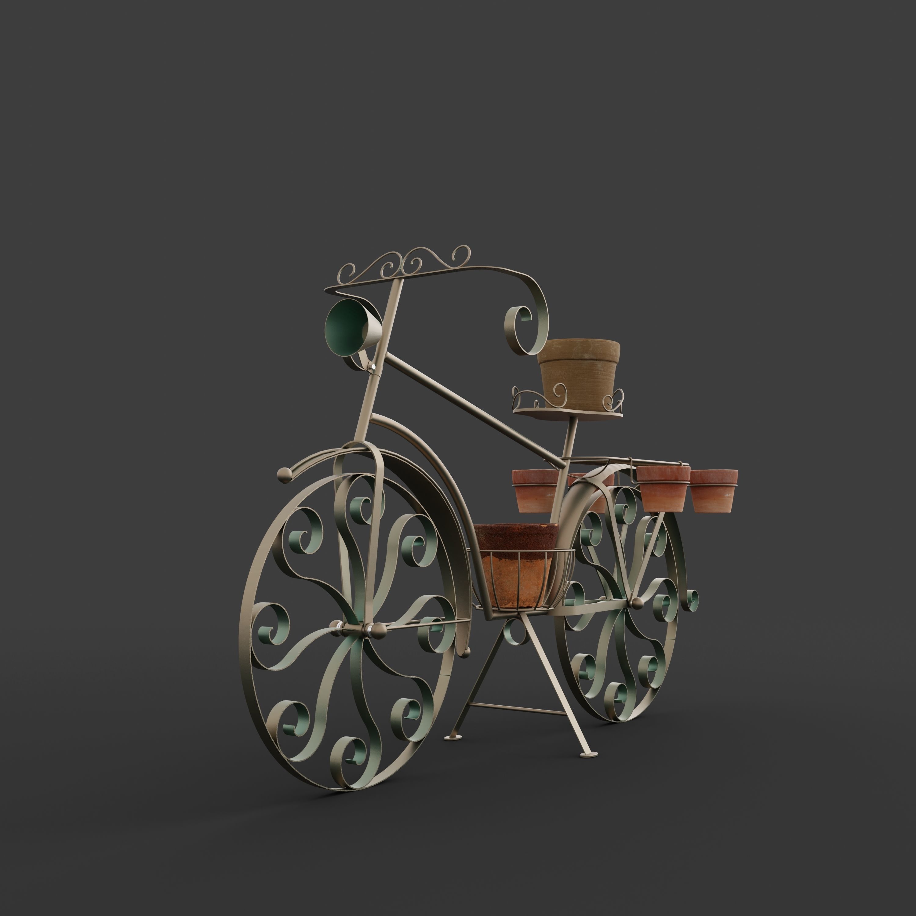 Garden Bicycle with flower pots 3D model_1