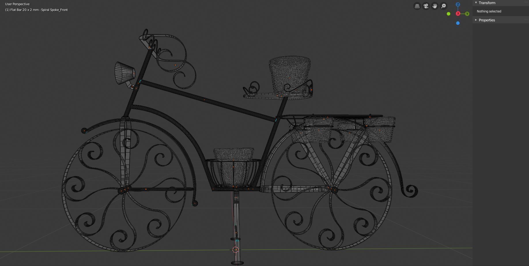 Garden Bicycle with flower pots 3D model_9