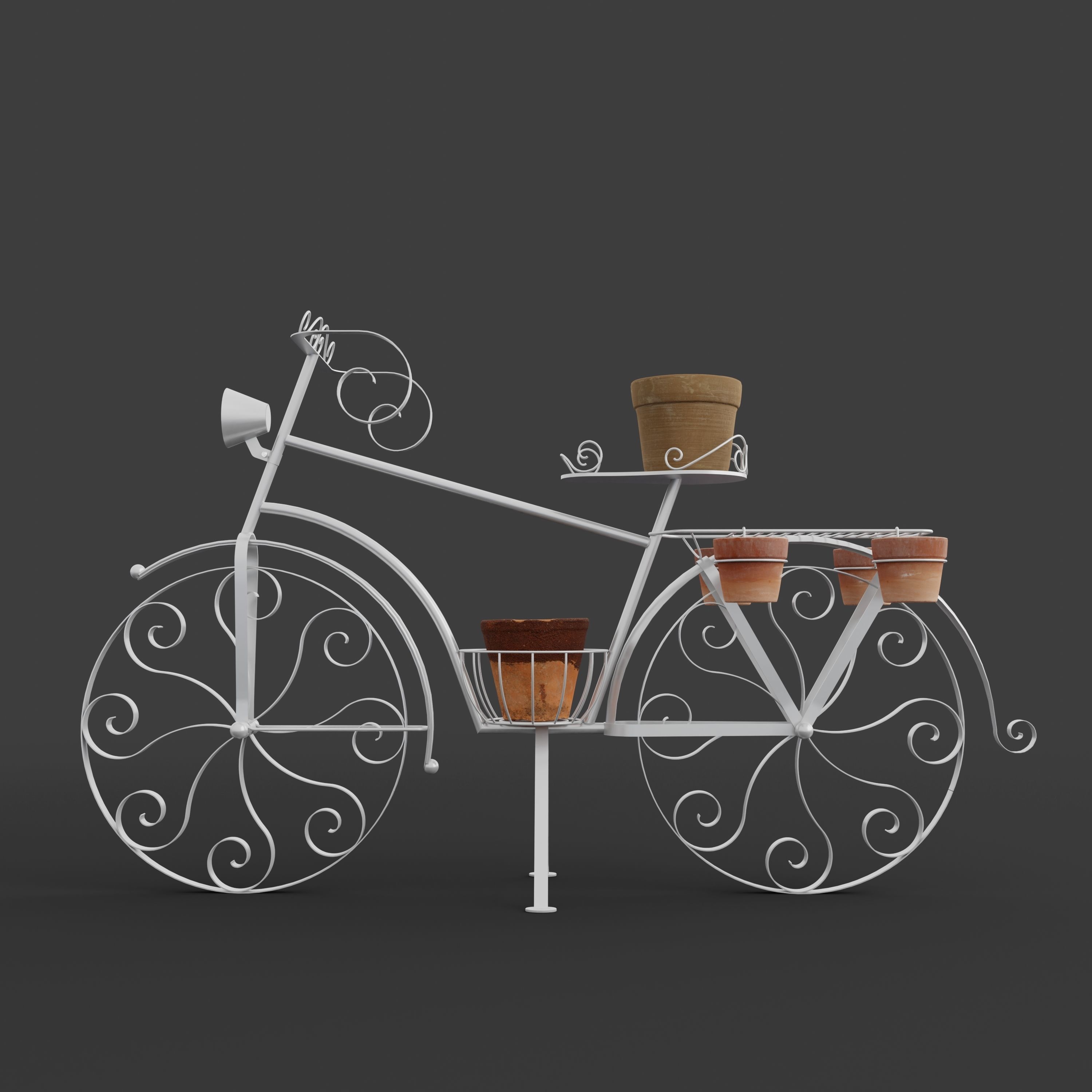 Garden Bicycle with flower pots 3D model_2
