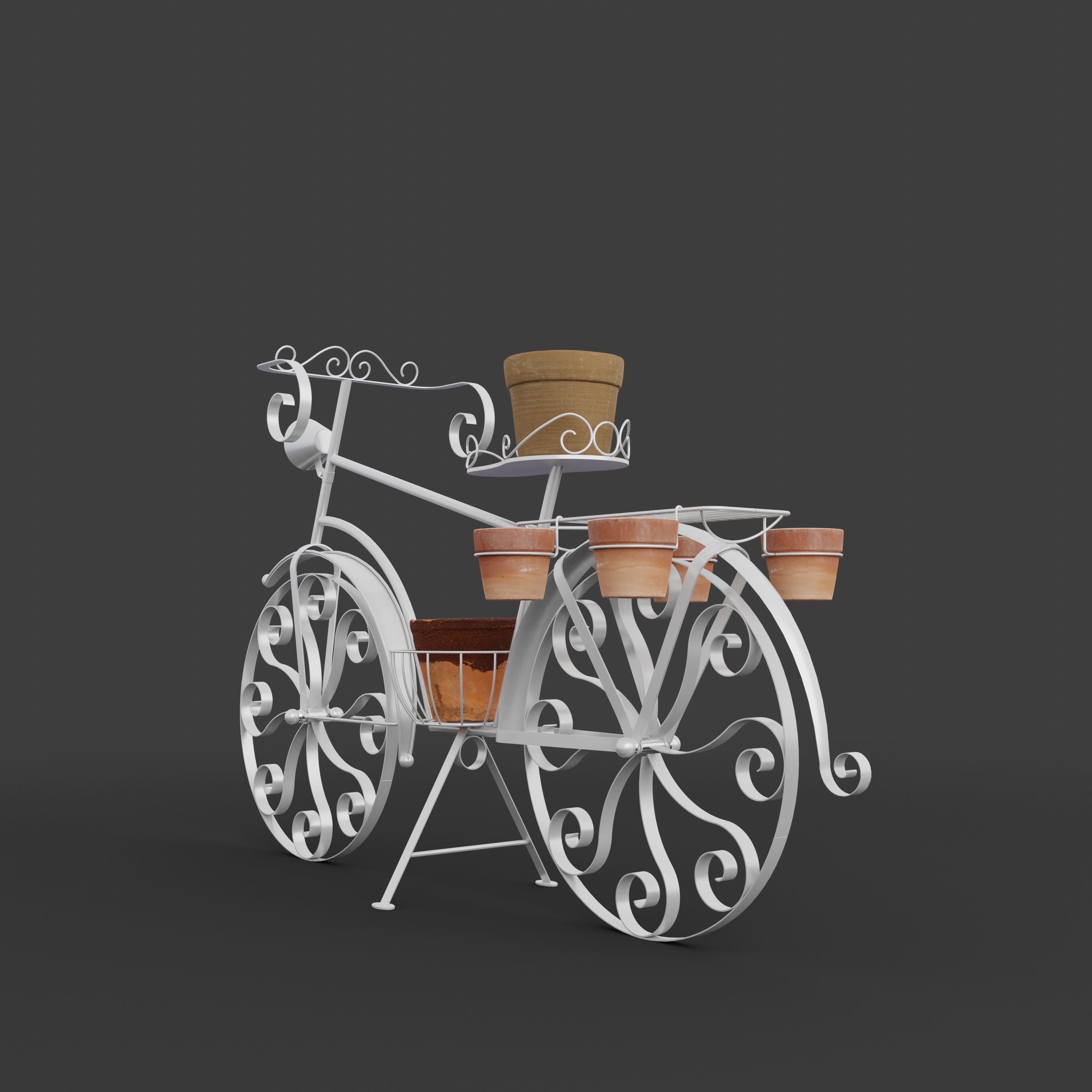 Garden Bicycle with flower pots 3D model_3