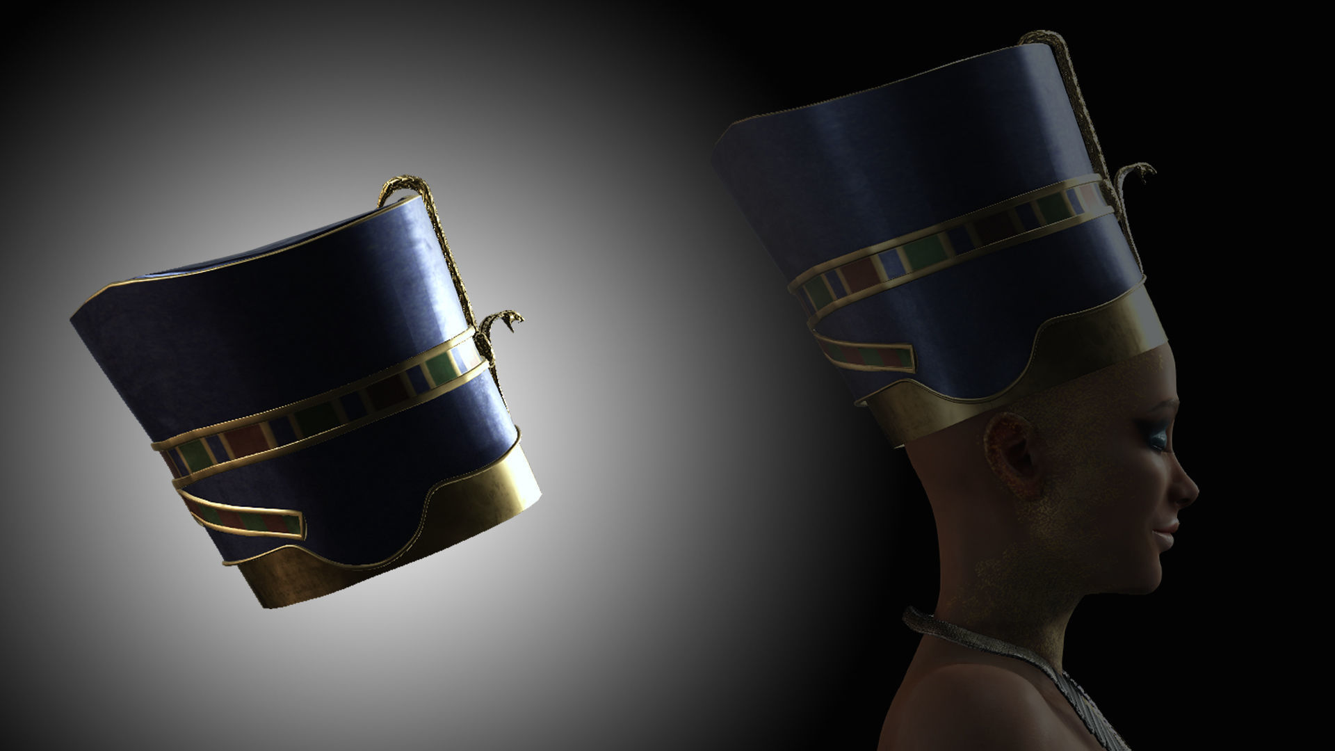 Egypt World - Nefertiti Crown Low-poly 3D model_4