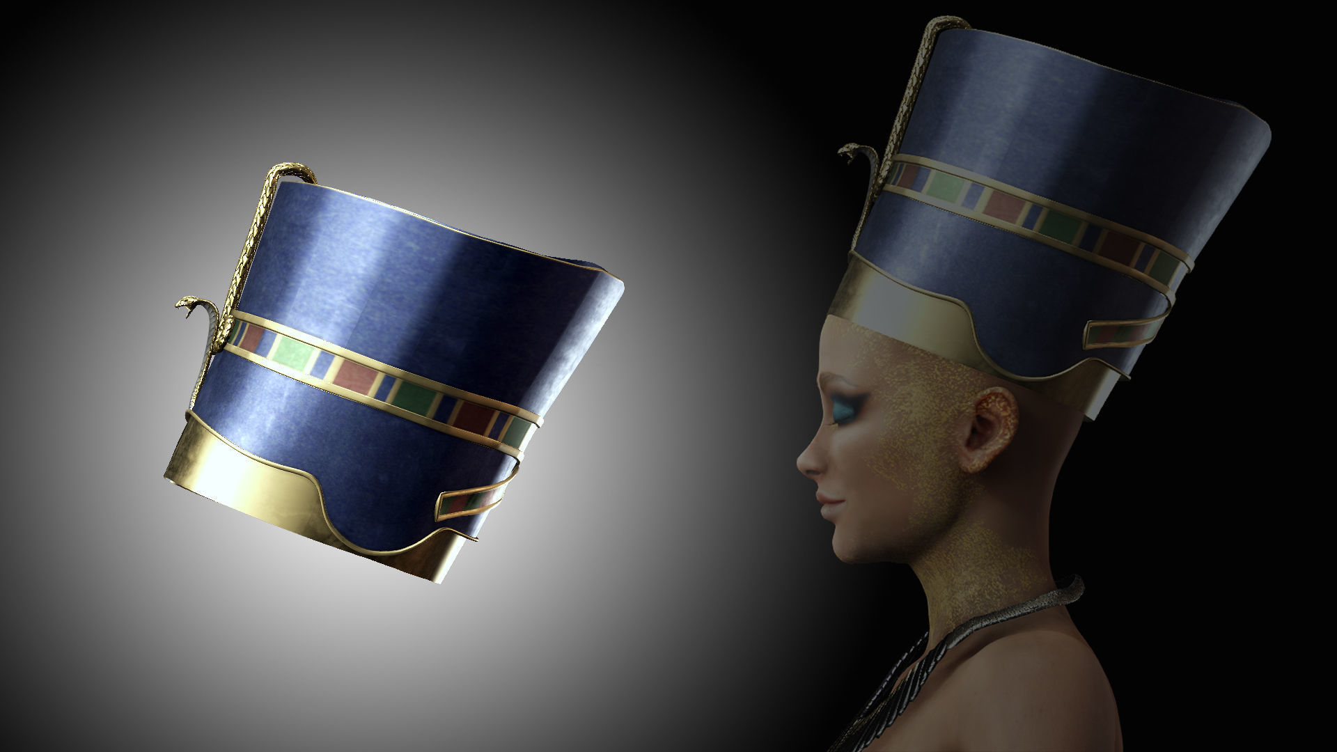 Egypt World - Nefertiti Crown Low-poly 3D model_2