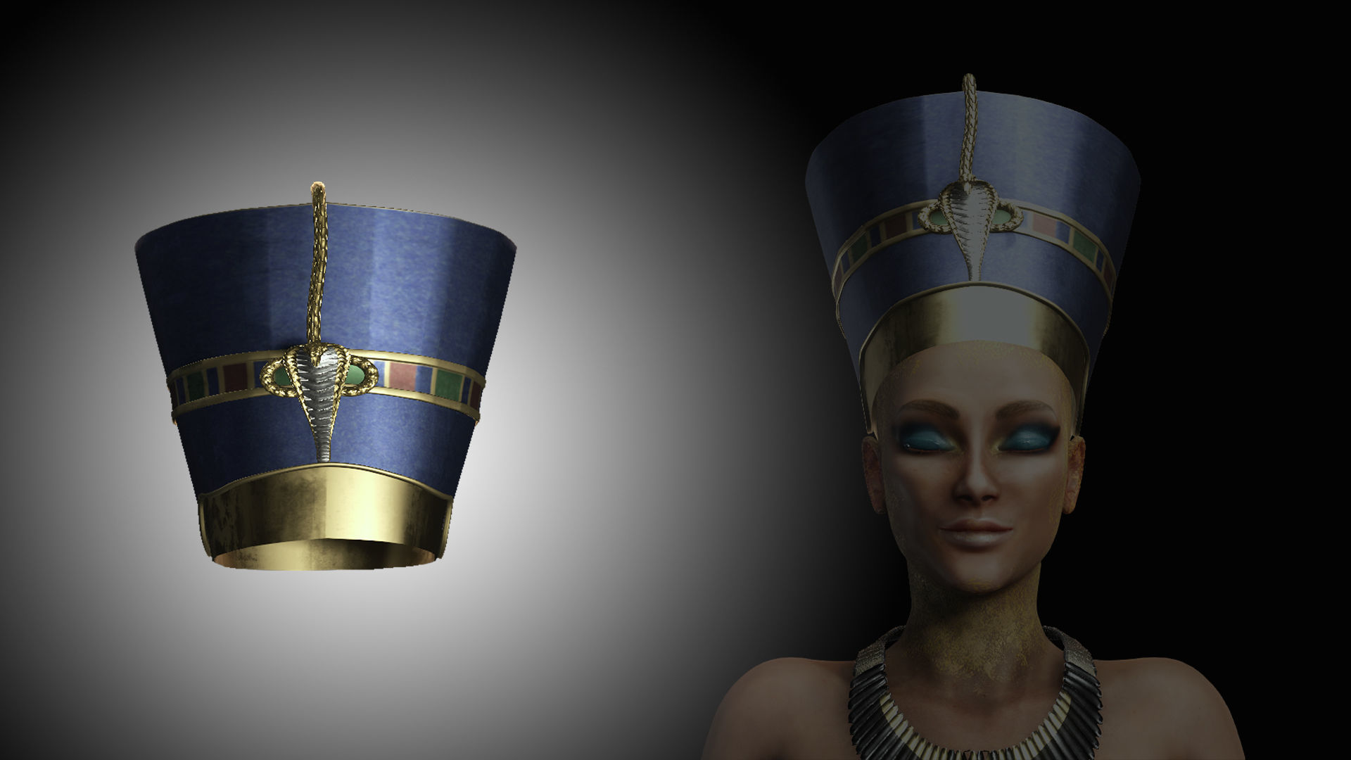 Egypt World - Nefertiti Crown Low-poly 3D model_1