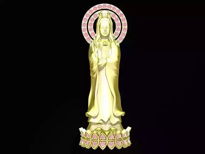 3D Model Guan Yin Standing Buddha Statue for Jewelry and  1778