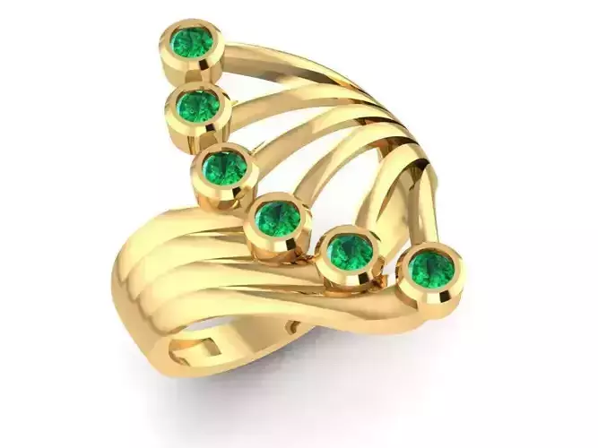Elegant Multi Row Gemstone Ring 3D Model 1622