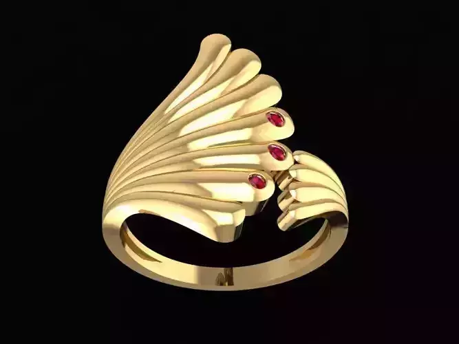 Elegant Wave Design Women Ring with Gemstones 3D Model 1626