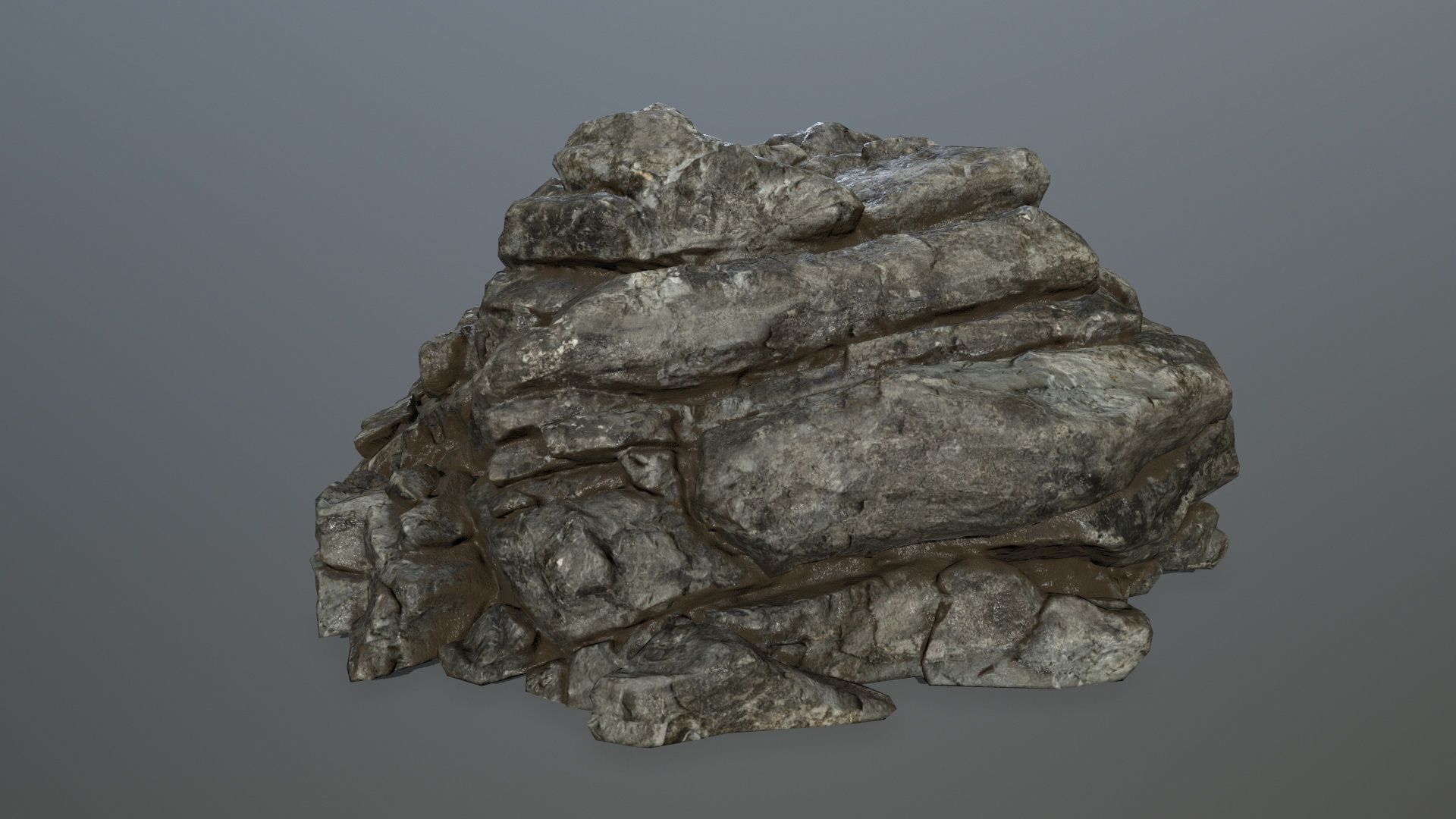 cliff rocks  Low-poly 3D model_2