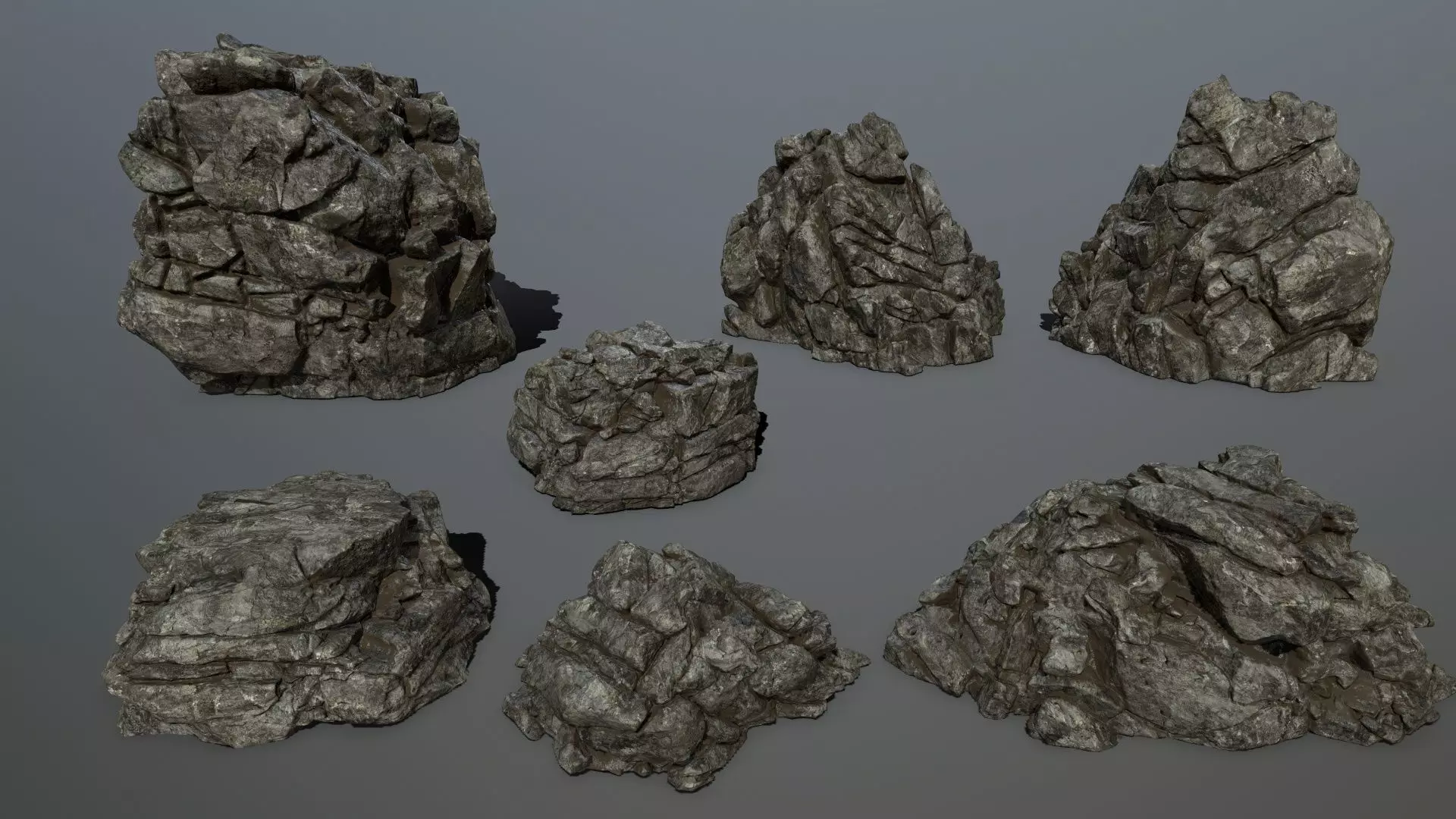cliff rocks  Low-poly 3D model_0