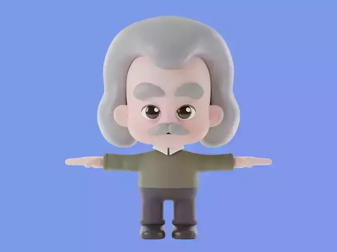 3D character cartoon Albert Einstein  3D model