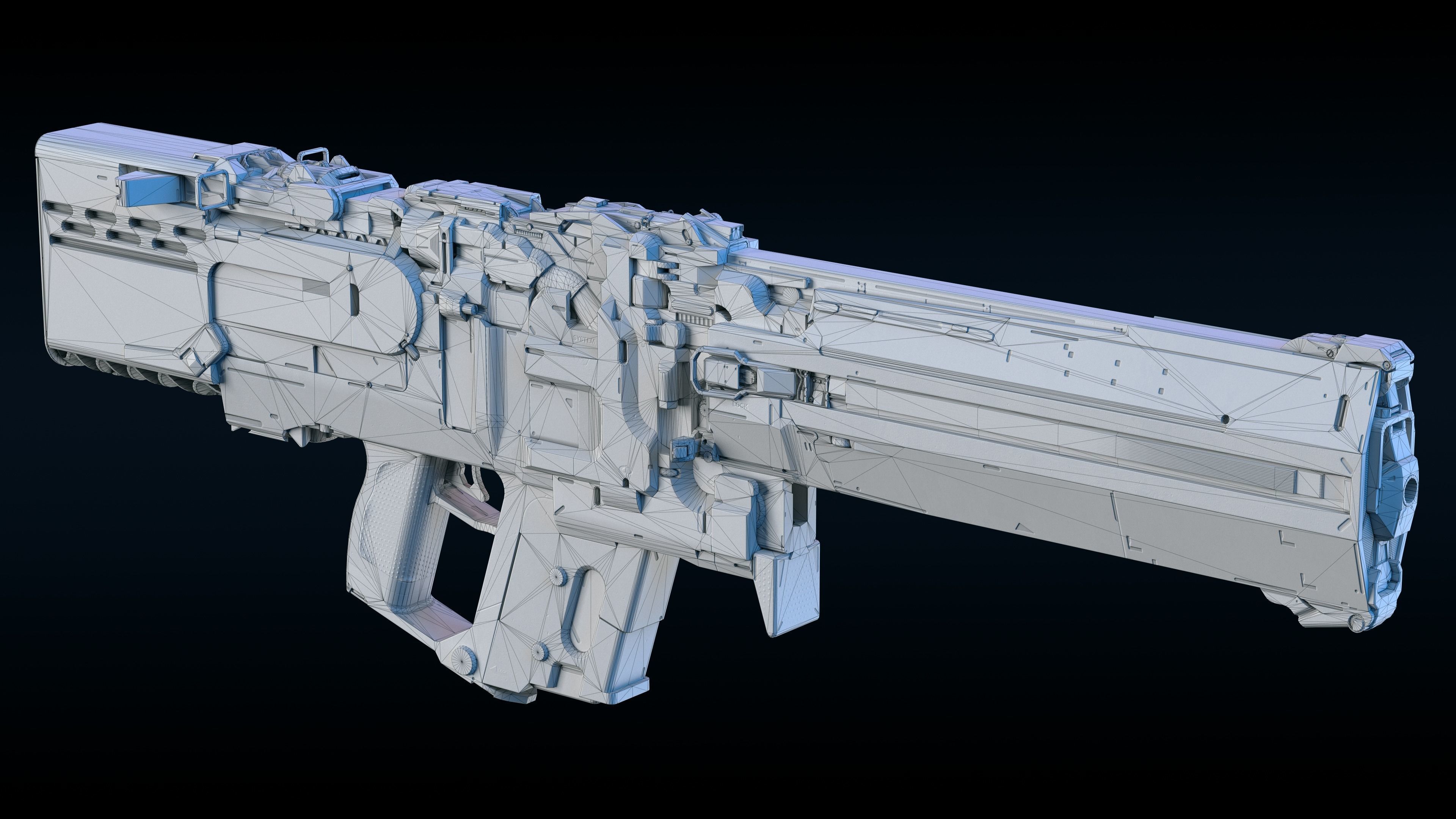 sci-fi rifle TDR V74  Low-poly 3D model_9