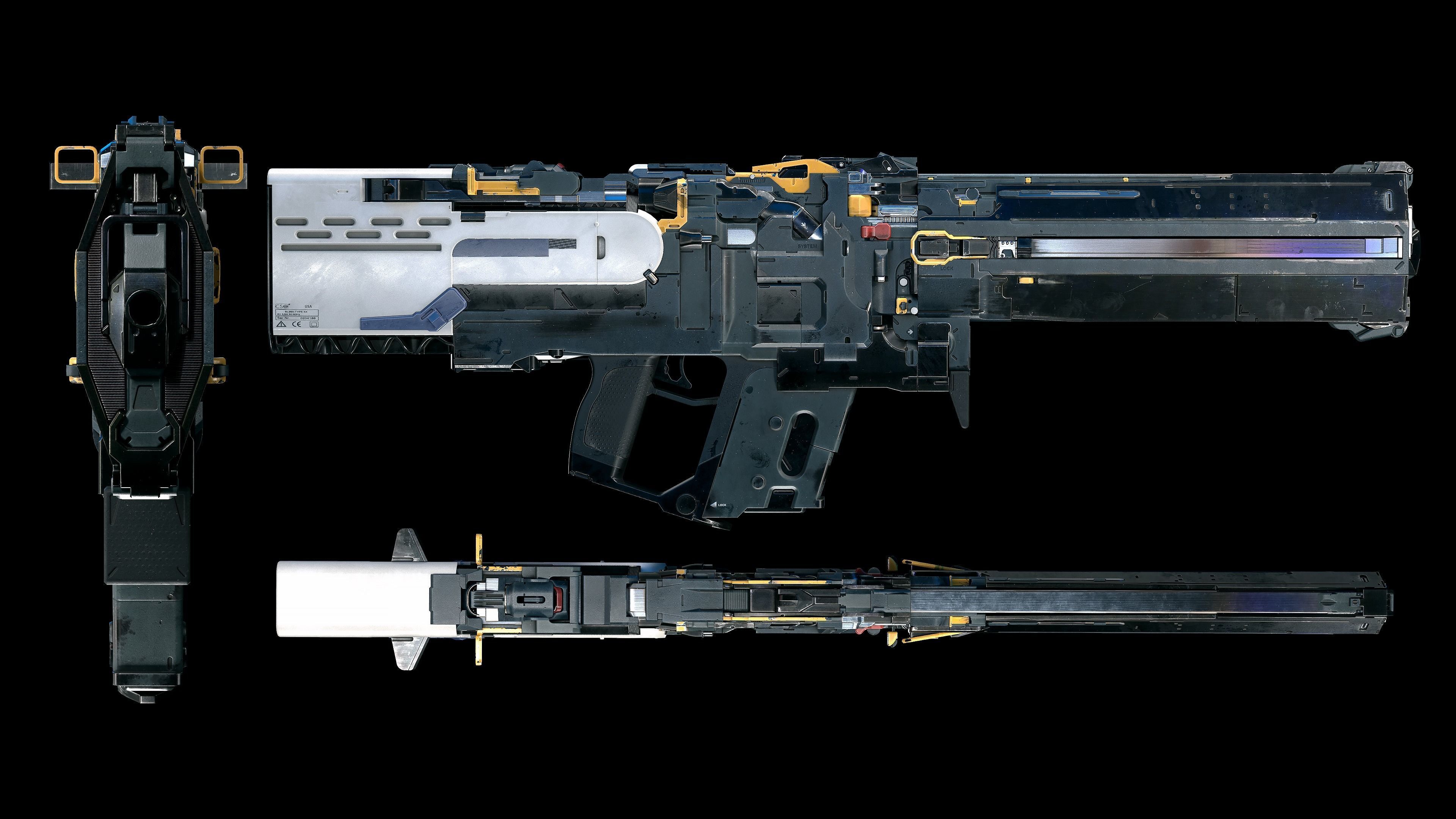 sci-fi rifle TDR V74  Low-poly 3D model_8
