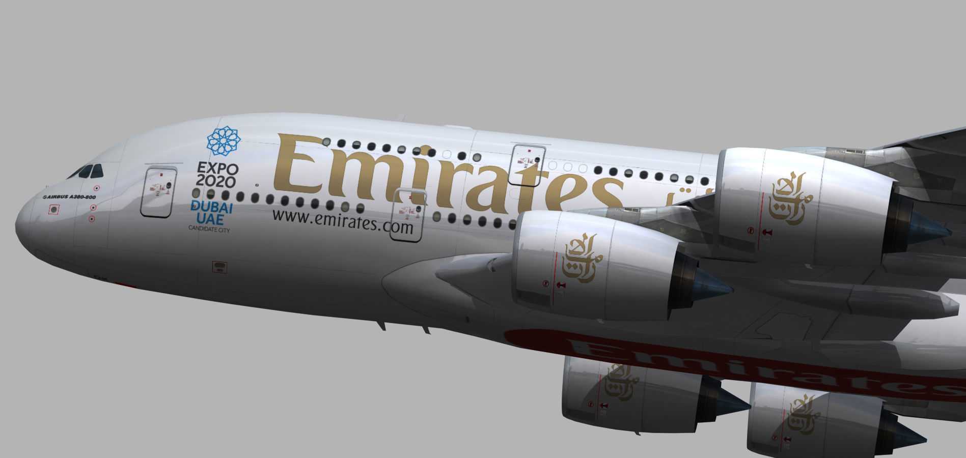 Airbus A380-8 Emirates airlines Expo 2020 livery Low-poly 3D model_1