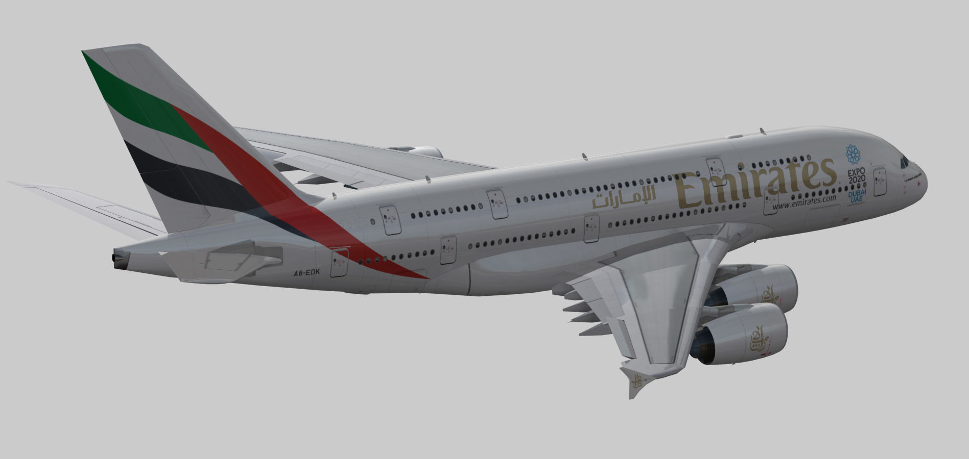 Airbus A380-8 Emirates airlines Expo 2020 livery Low-poly 3D model_4