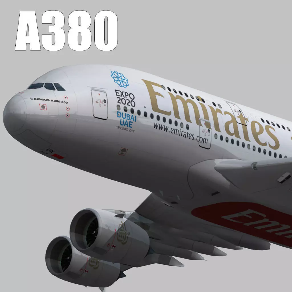 Airbus A380-8 Emirates airlines Expo 2020 livery Low-poly 3D model_0