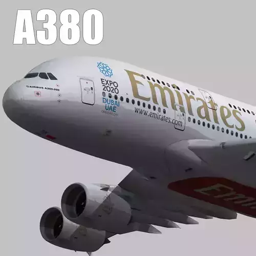 Airbus A380-8 Emirates airlines Expo 2020 livery Low-poly 3D model