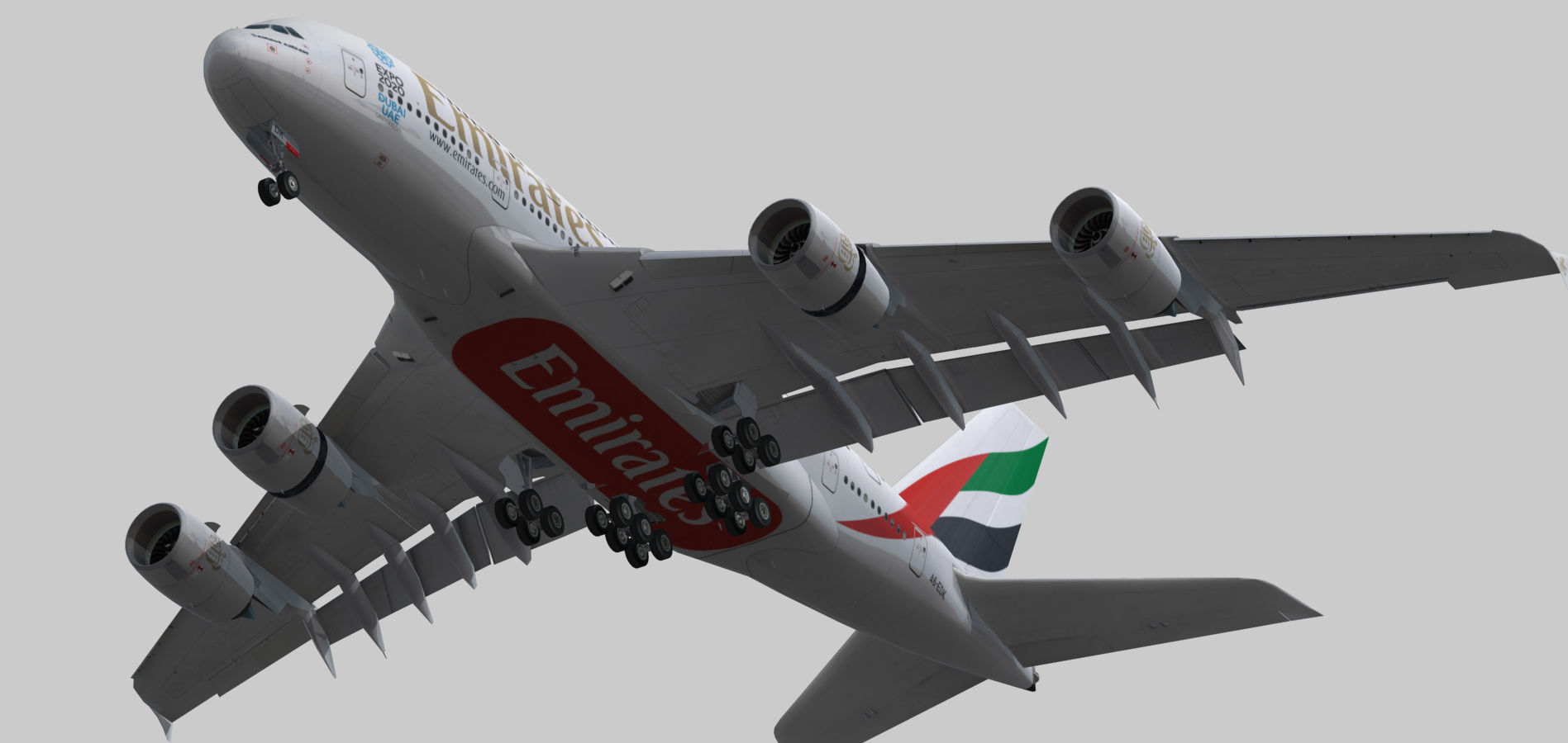 Airbus A380-8 Emirates airlines Expo 2020 livery Low-poly 3D model_5