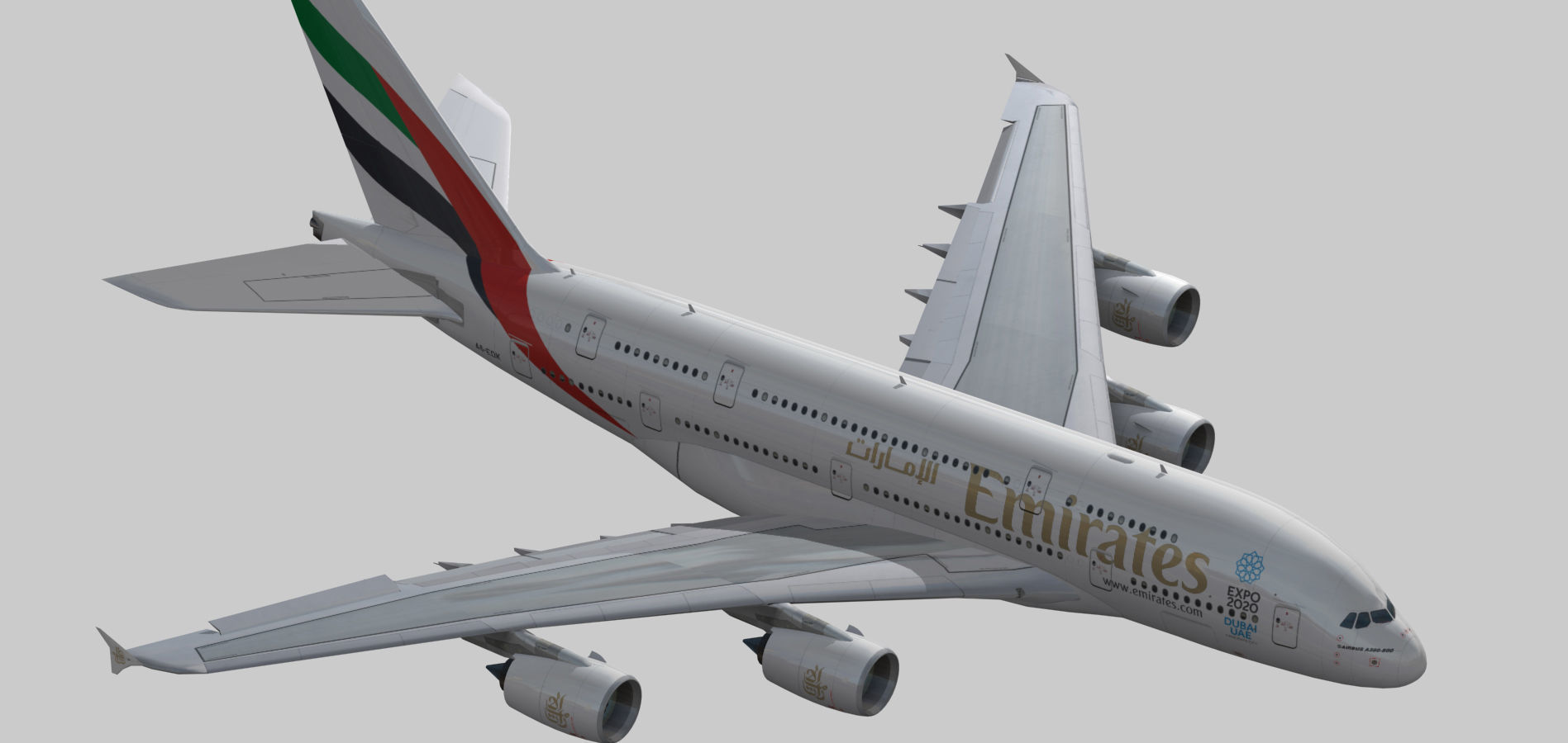 Airbus A380-8 Emirates airlines Expo 2020 livery Low-poly 3D model_2