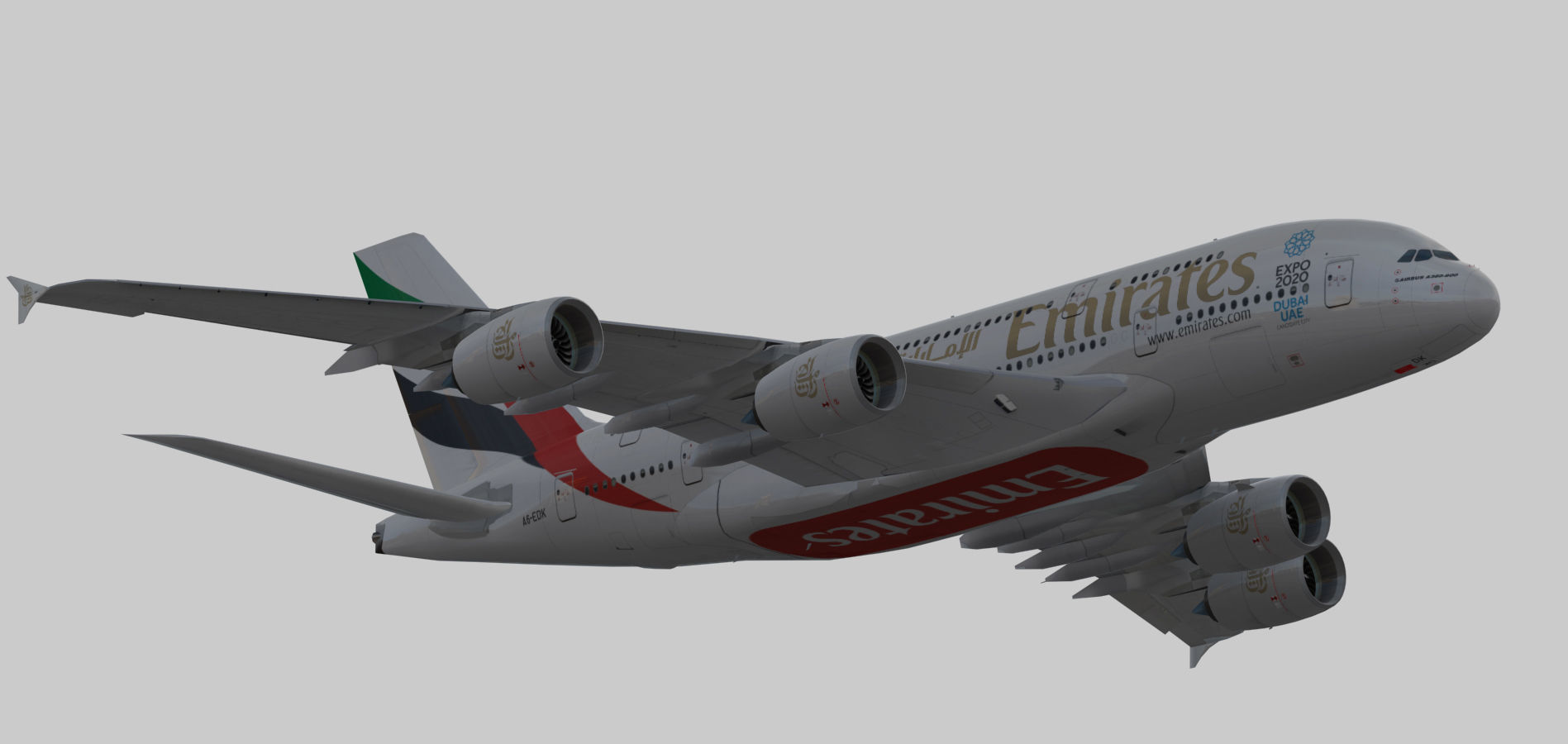Airbus A380-8 Emirates airlines Expo 2020 livery Low-poly 3D model_3