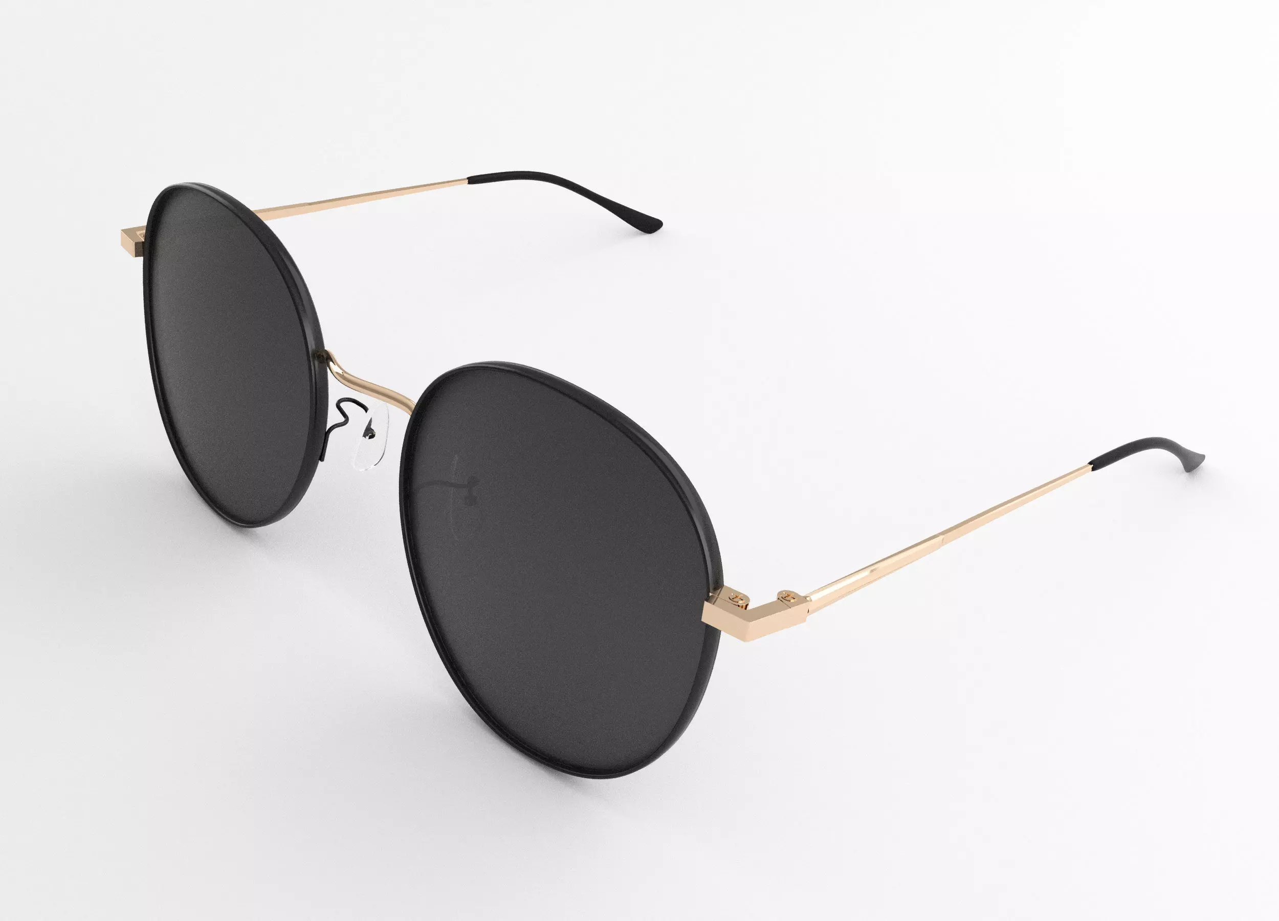 Sunglasses round - gold 3D model_0