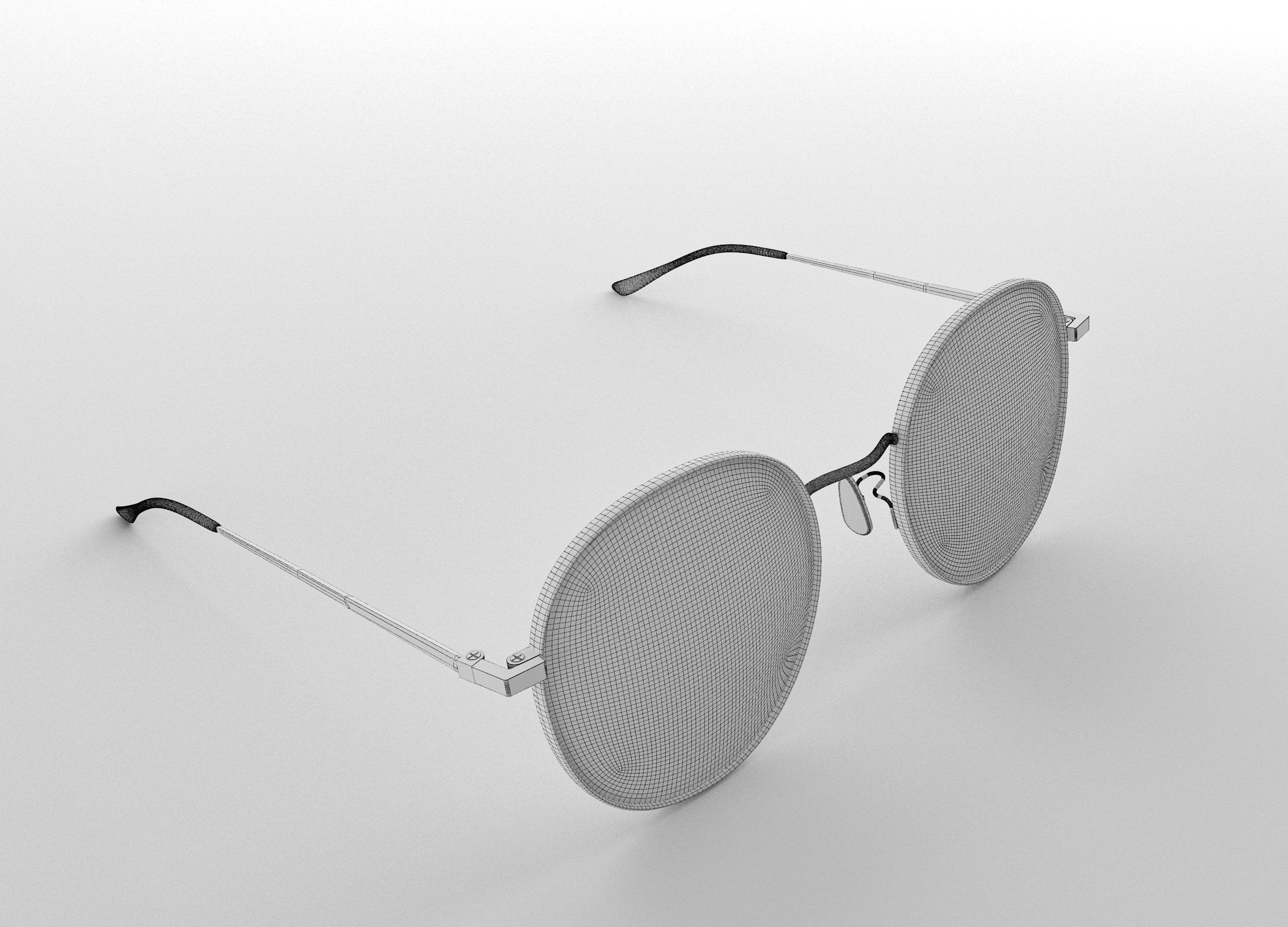 Sunglasses round - gold 3D model_8