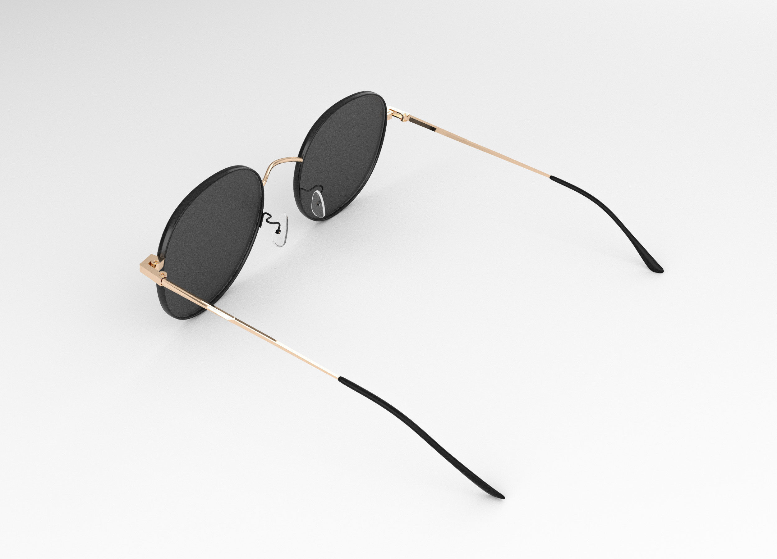 Sunglasses round - gold 3D model_2