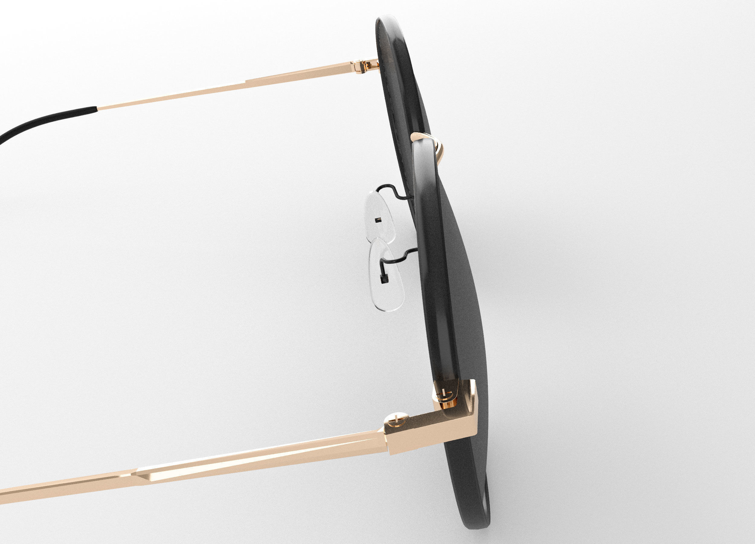 Sunglasses round - gold 3D model_3