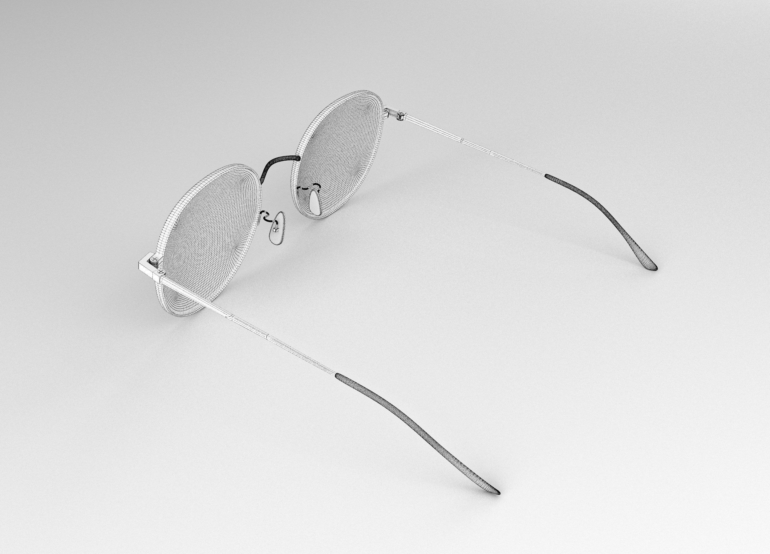 Sunglasses round - gold 3D model_6
