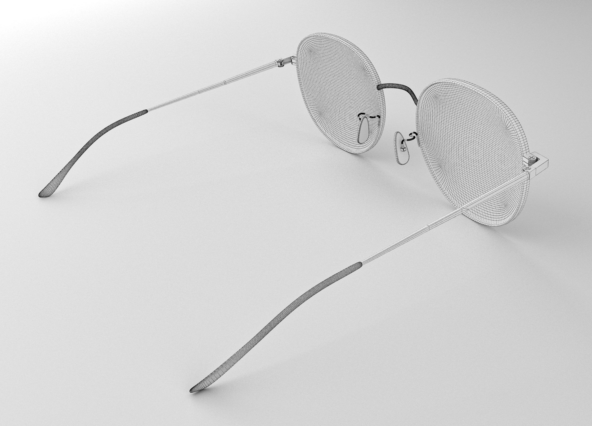 Sunglasses round - gold 3D model_11