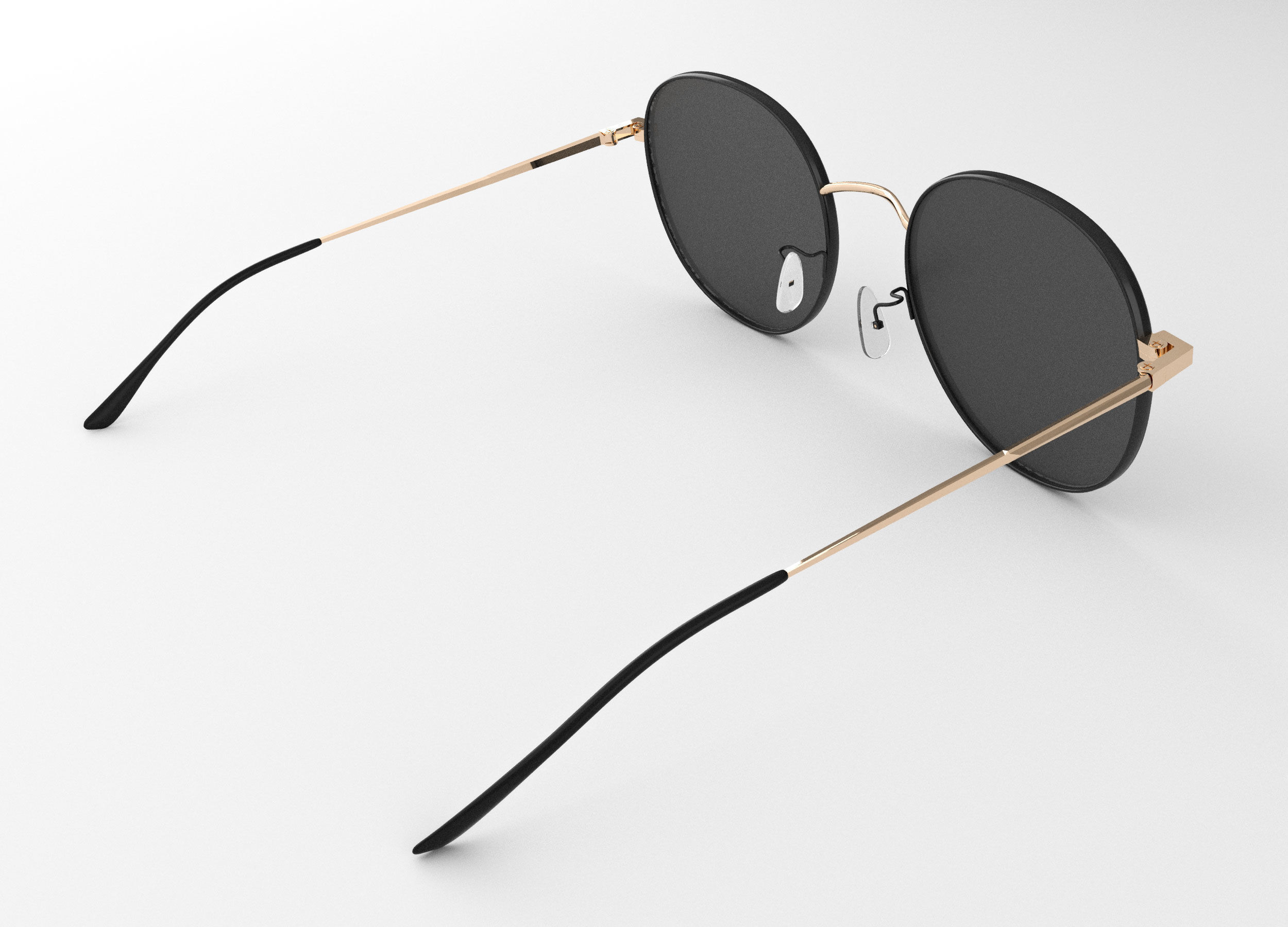 Sunglasses round - gold 3D model_1