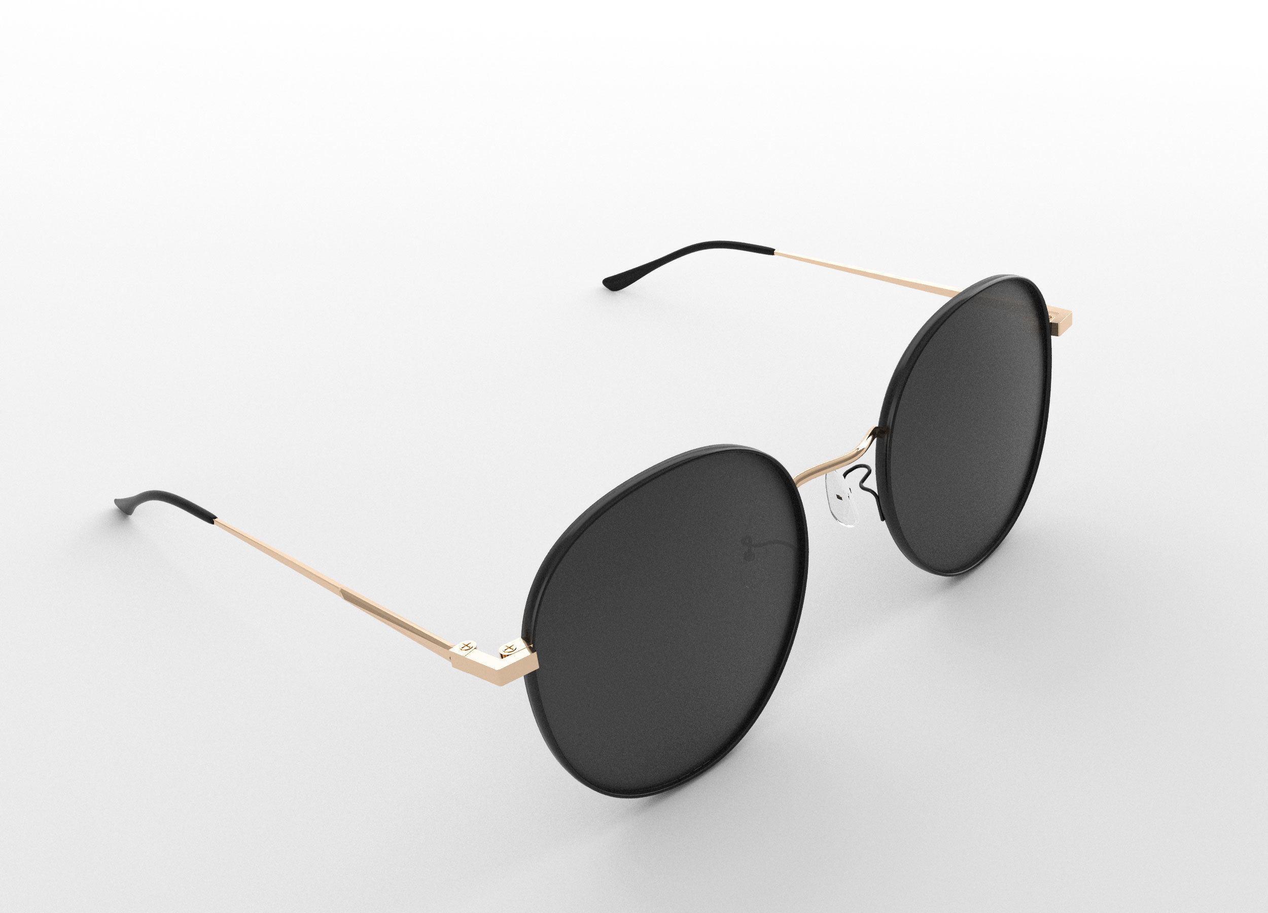 Sunglasses round - gold 3D model_5
