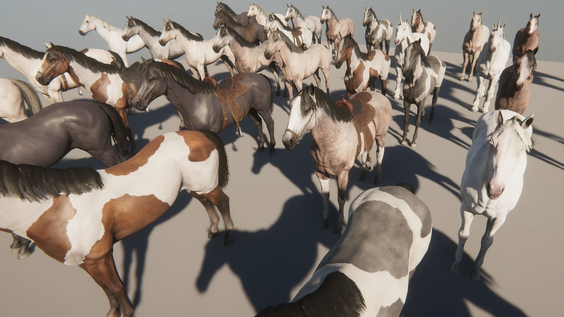 3D model Stallions Game Ready horse VR / AR / lowpoly rigged