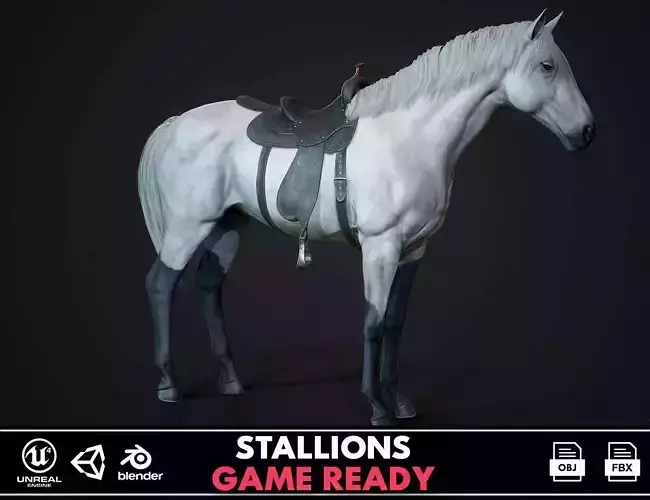 Stallions - Game Ready horse Low-poly 3D model