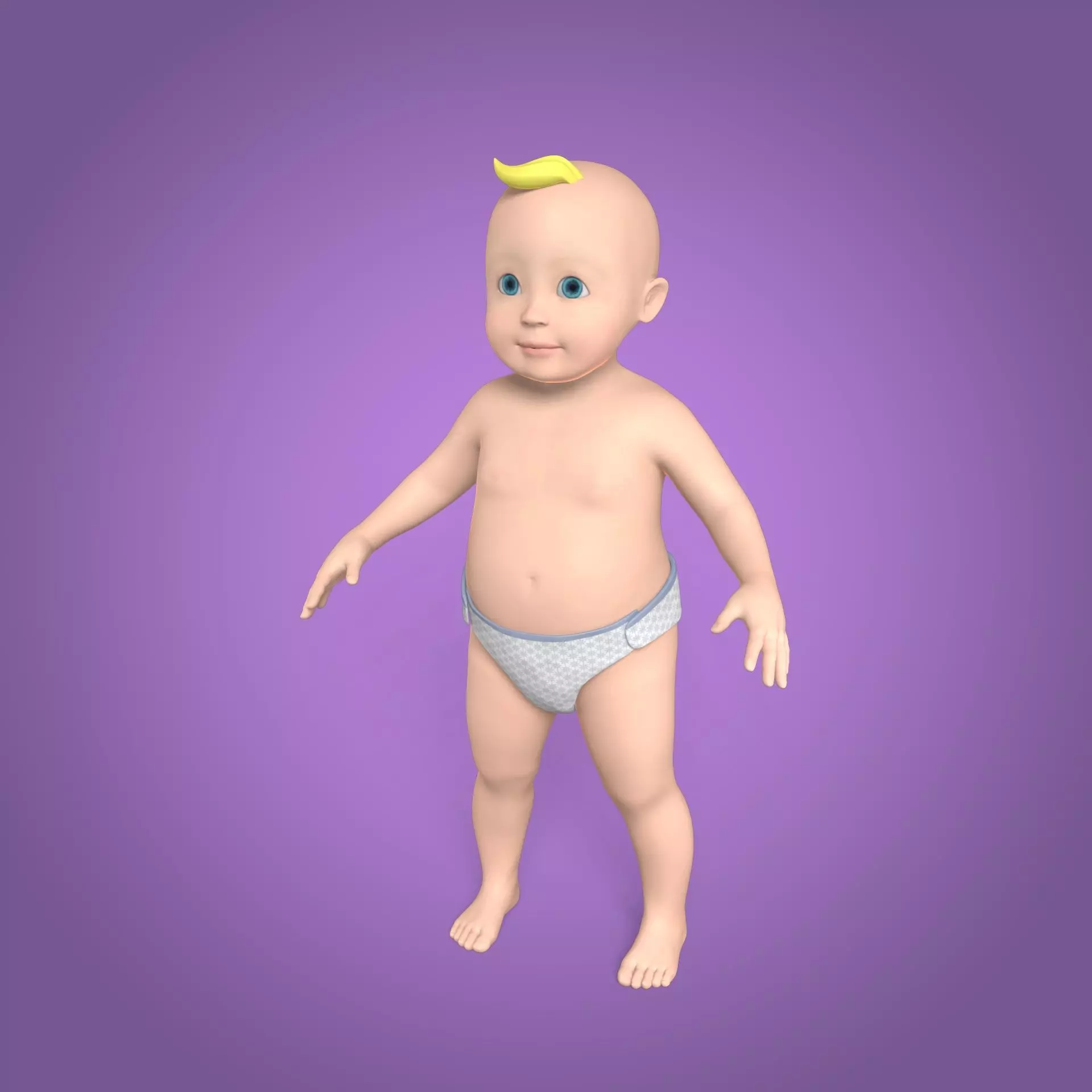 Cartoon Baby -- Rigged Low-poly 3D model