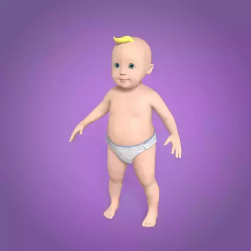 Cartoon Baby -- Rigged Low-poly 3D model