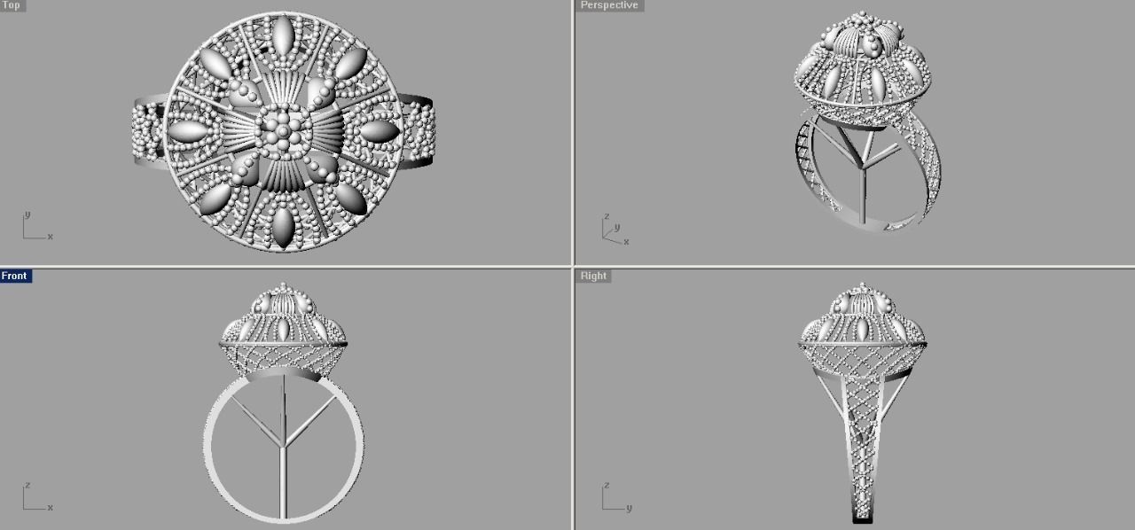 Rings four ring 3D print model_2