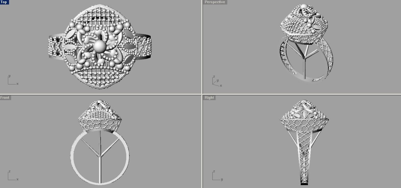 Rings four ring 3D print model_5