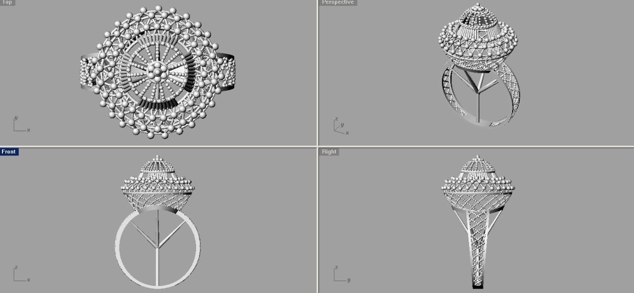 Rings four ring 3D print model_3
