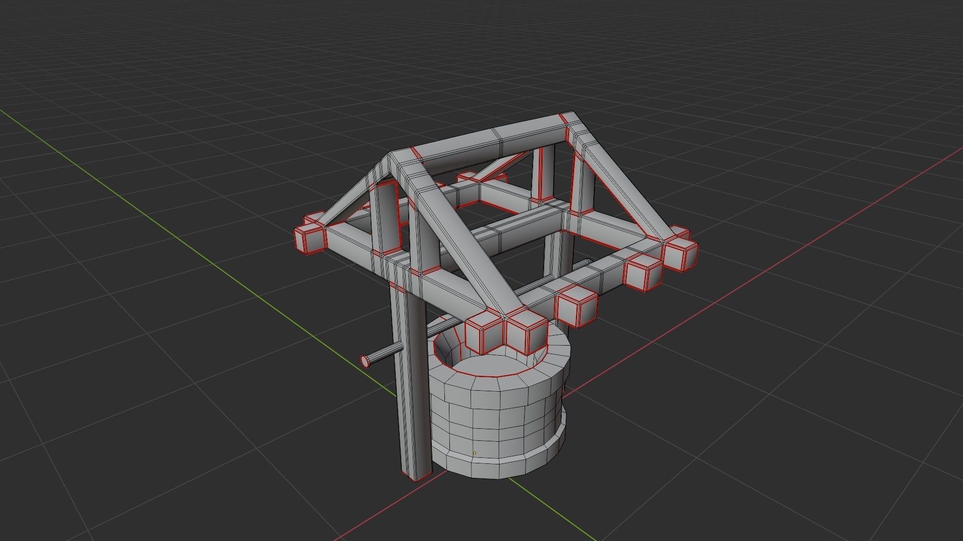 low poly water well Free low-poly 3D model_6