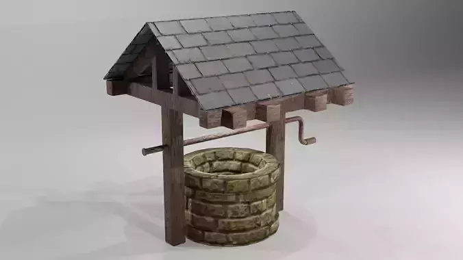 low poly water well Free low-poly 3D model