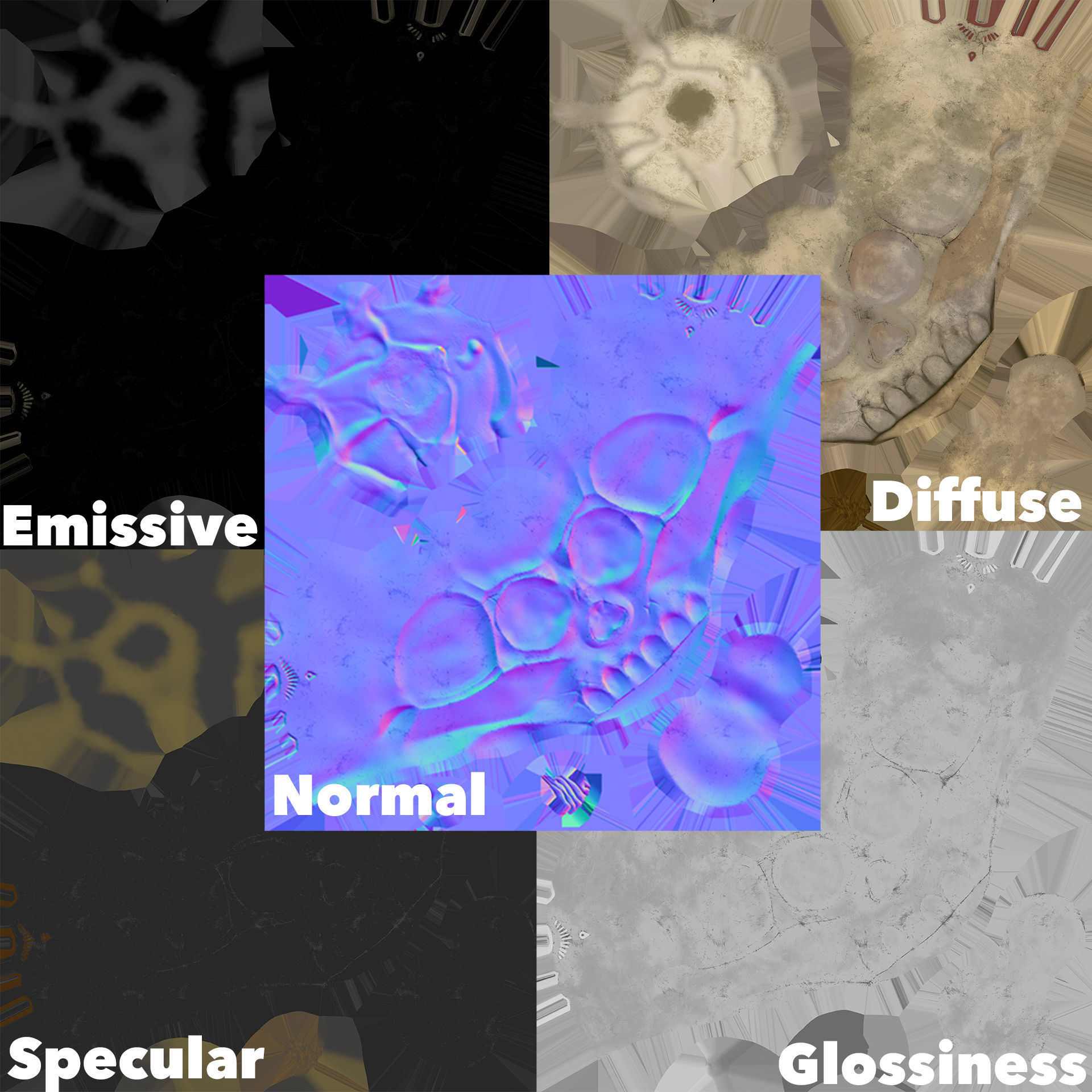 Old Skull with a Candle Low-poly 3D model_6