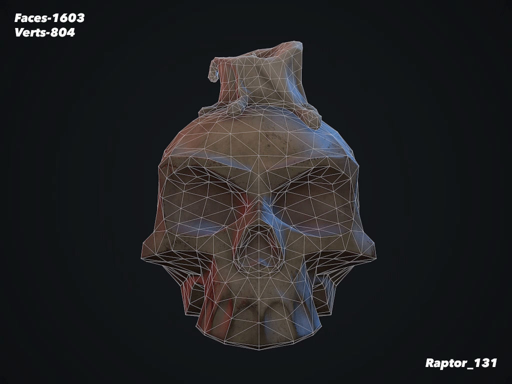 Old Skull with a Candle Low-poly 3D model_7