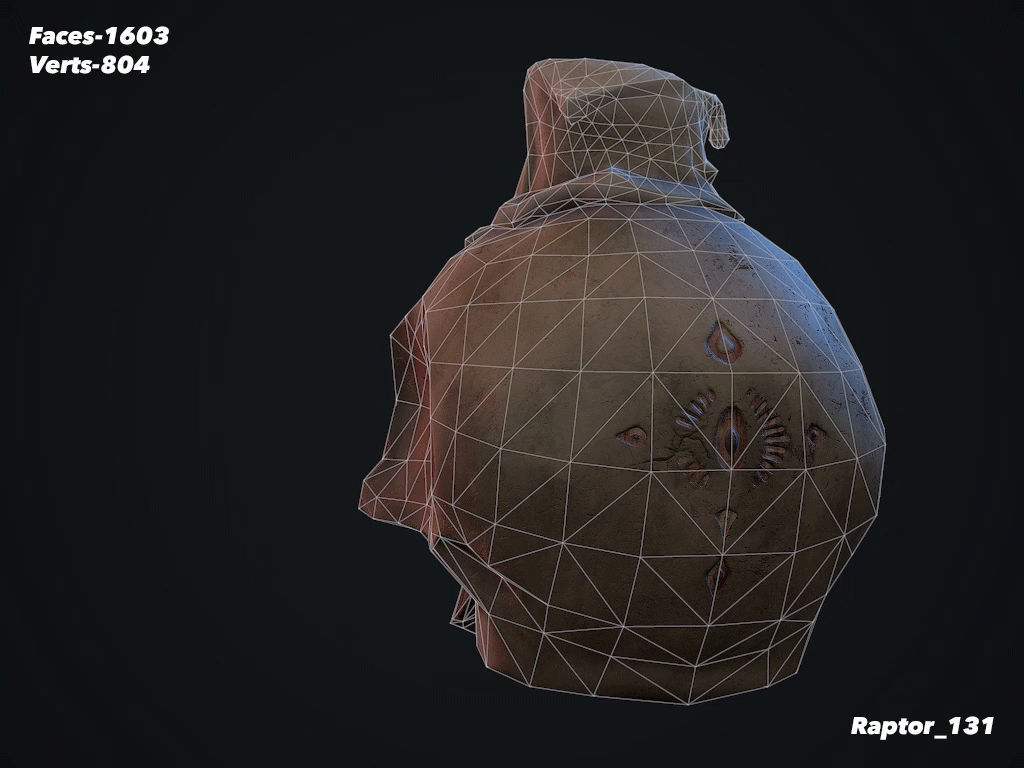 Old Skull with a Candle Low-poly 3D model_10