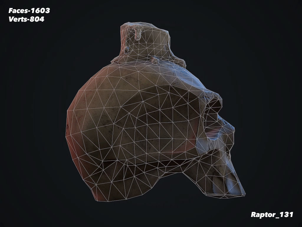 Old Skull with a Candle Low-poly 3D model_12